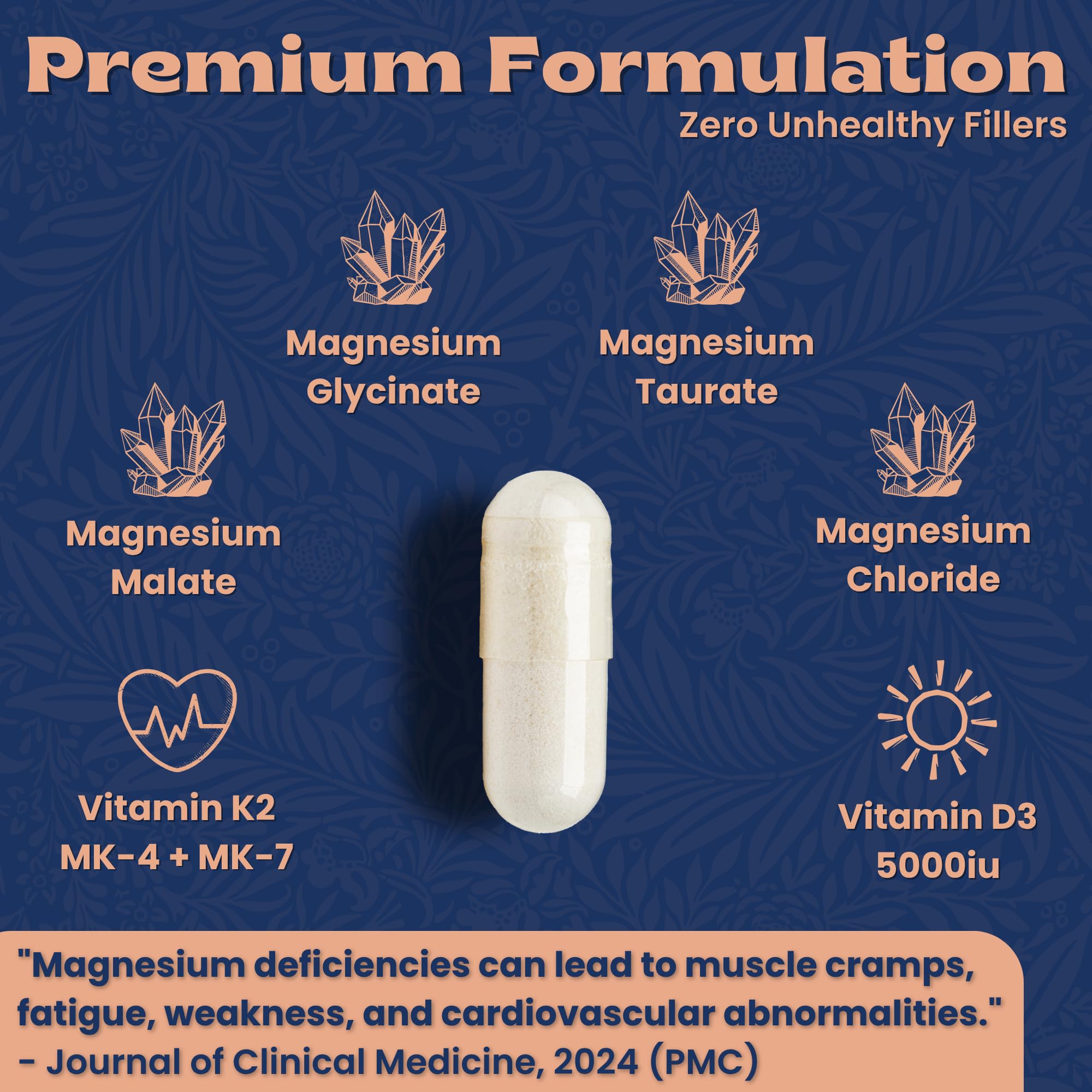 Local Nutrition Magnesium Complex 420mg with Vitamin D3 K2 - Four Bioavailable Forms Including Bisglycinate (Glycinate), Malate, Taurate, and Chloride for Superior Absorption - 90 Capsules Made in USA Local Nutrition Au supplements