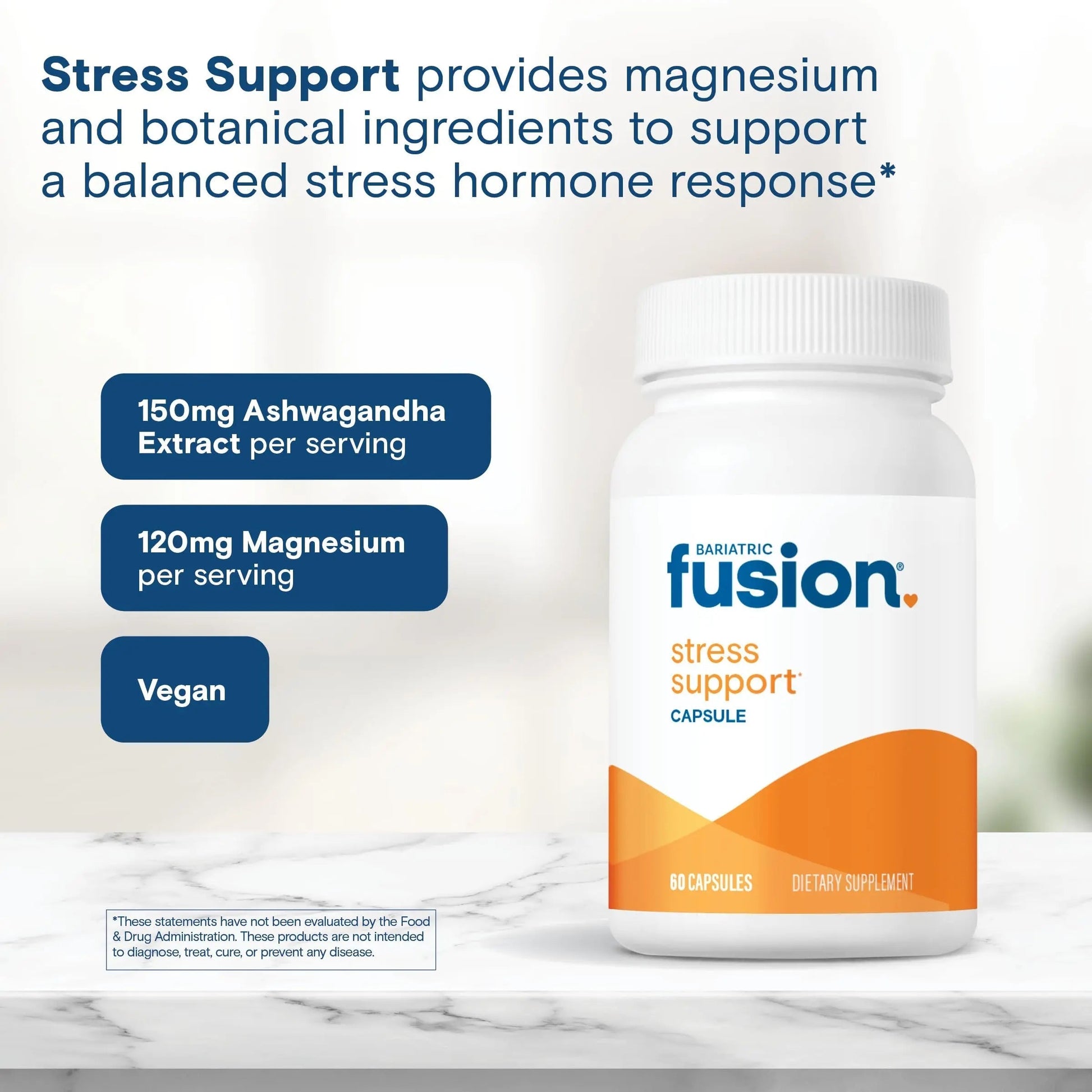 Bariatric Fusion Stress Support* | Vegan Supplement with Magnesium and Ashwagandha | Daily Vitamin for Women and Men | Bariatric Fusion Au supplements