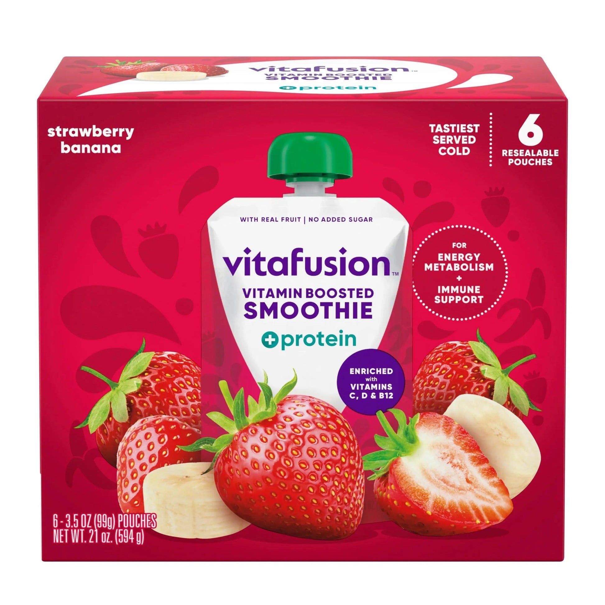 vitafusion Vitamin-Boosted Smoothie +Protein for Energy Metabolism and Immune Support, Strawberry Banana Flavor Excellent Source Vitafusion Au supplements