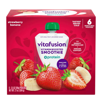 vitafusion Vitamin-Boosted Smoothie +Protein for Energy Metabolism and Immune Support, Strawberry Banana Flavor Excellent Source Vitafusion Au supplements