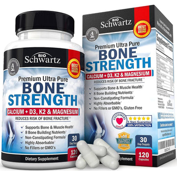 Bone Strength Supplement with Calcium + D3, K2 & Magnesium - Highly Absorbable BioSchwartz Au supplements