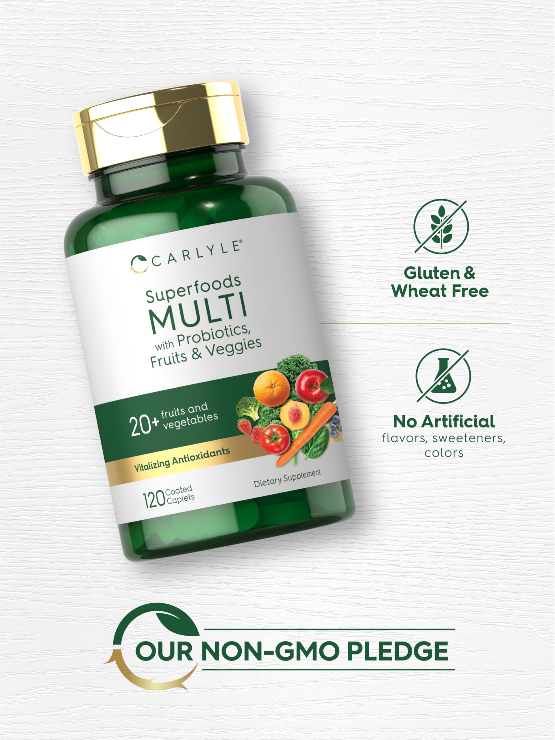 Carlyle Fruits and Veggies Supplement | 120 Count | Superfood Multivitamin with Probiotics | Made with 20 Fruits and Vegetables | Non-GMO & Gluten Free Carlyle Au supplements