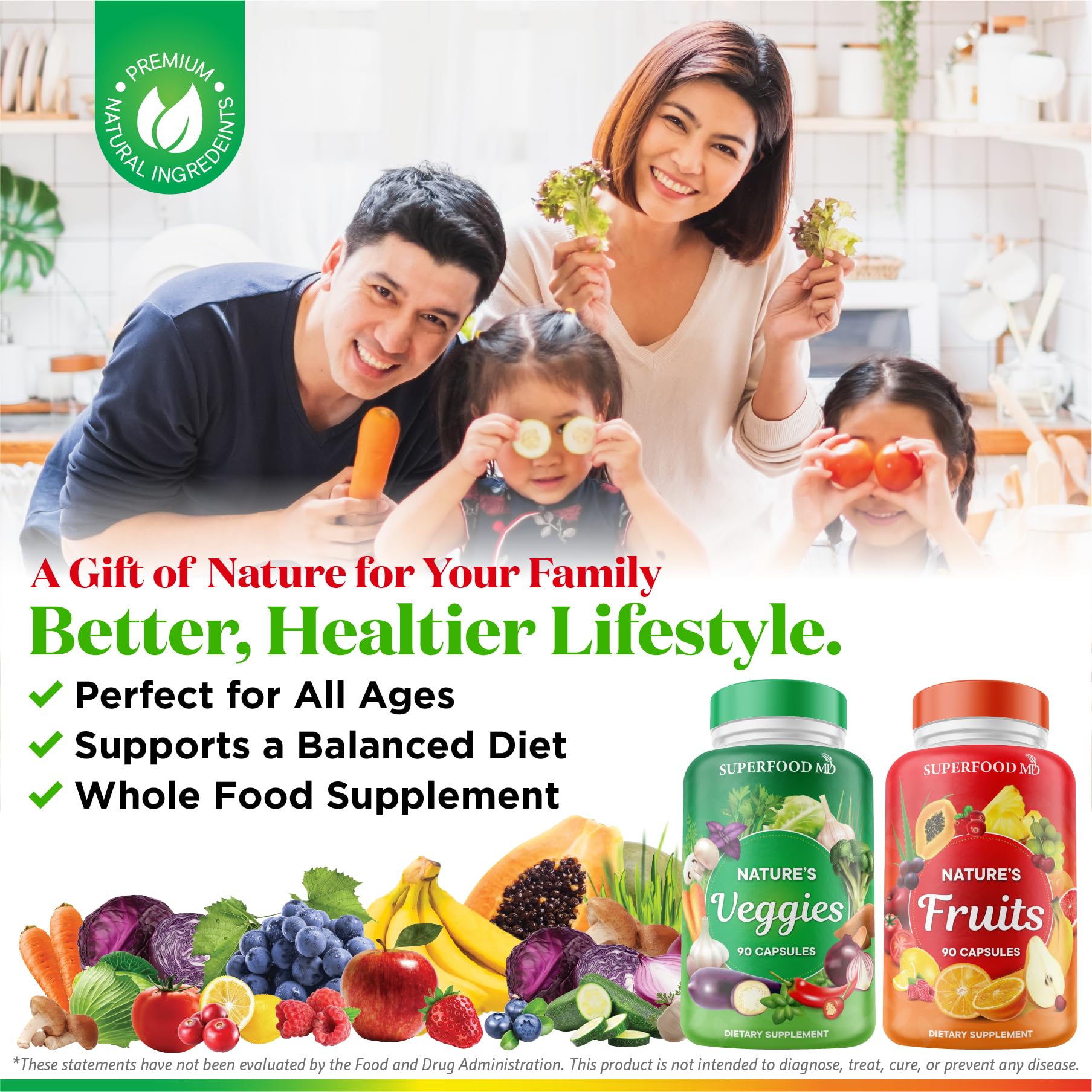 Superfood MD Fruits & Veggies Supplement - Whole Food Natural Superfoods - with Beta Carotene - Soy Free- 90 Count (Pack of 2) Superfood MD Au supplements