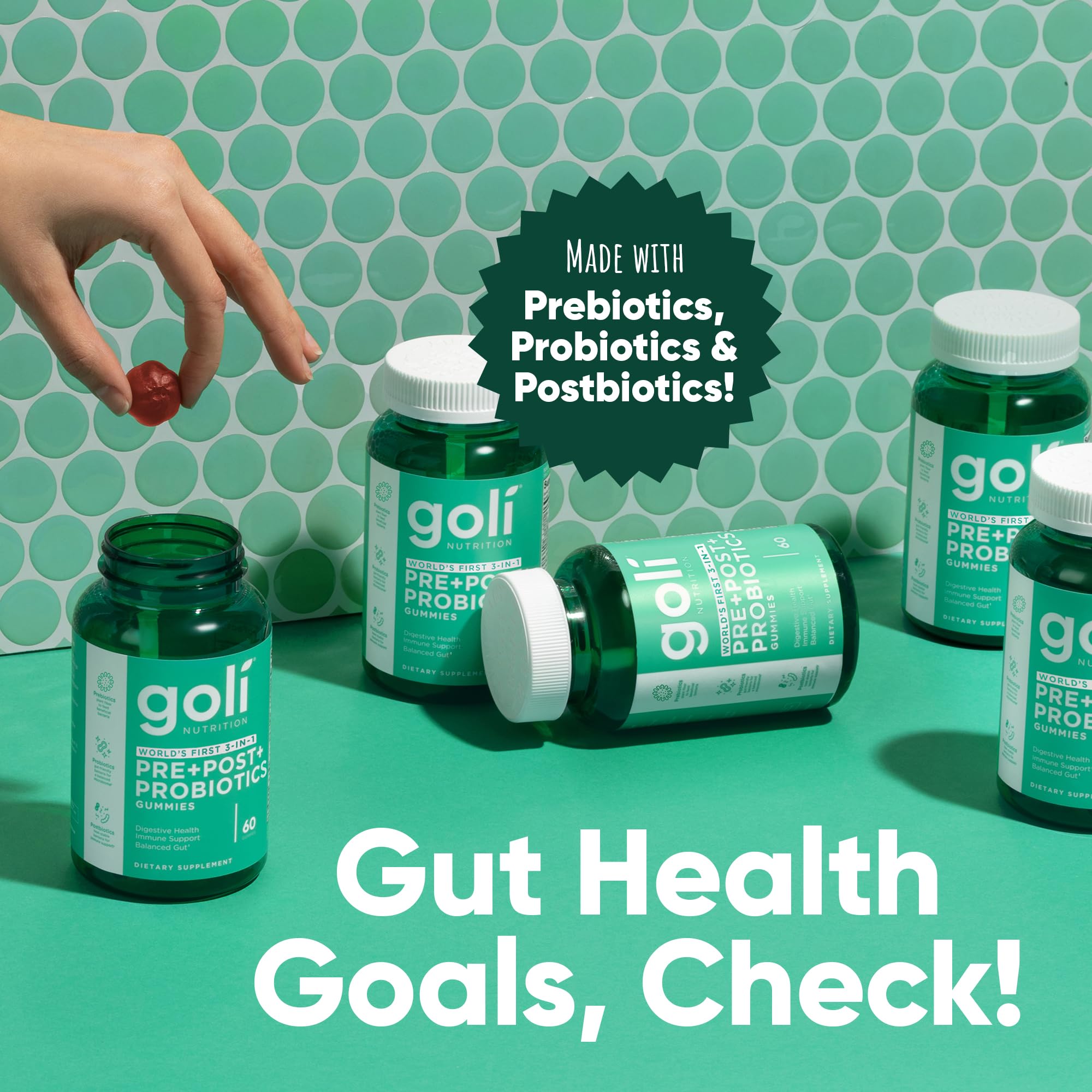 Goli Pre Pro Postbiotic Gummies - Worlds First 3-in-1 Formula with DE111 Probiotics, XOS Prebiotics, MCC1849 Postbiotics - Vegan, Non-GMO, Gluten-Free Goli Au supplements