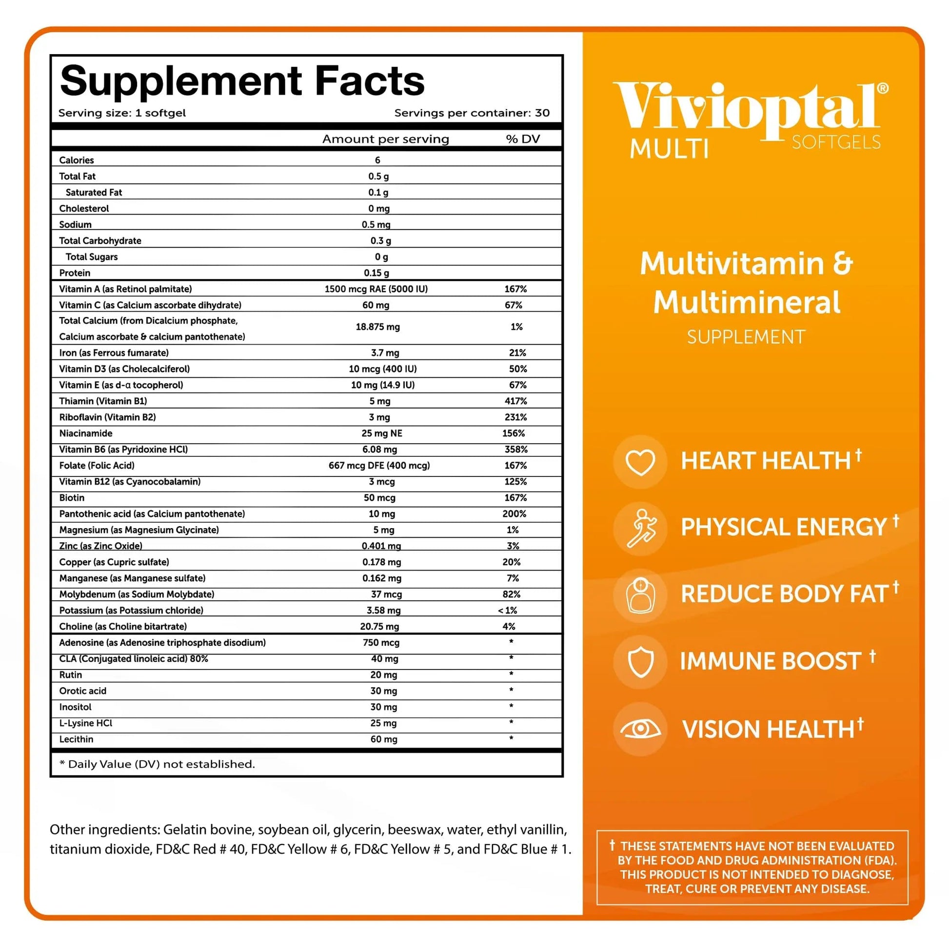Vivioptal Multi 30 Softgels, Multivitamin & Multimineral, Gluten Free, German Formula Vivioptal Vitamins Au supplements