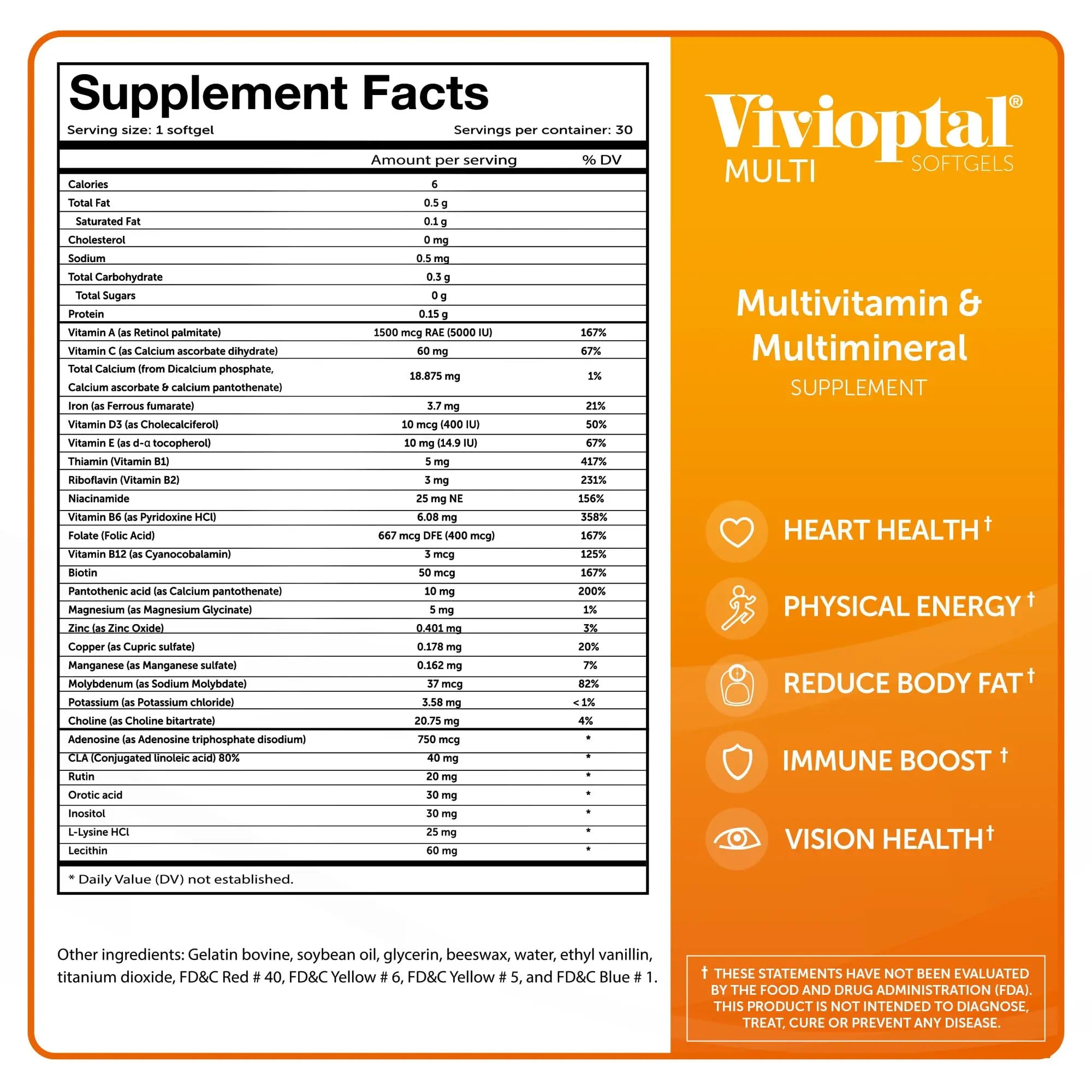 Vivioptal Multi 30 Softgels, Multivitamin & Multimineral, Gluten Free, German Formula Vivioptal Vitamins Au supplements