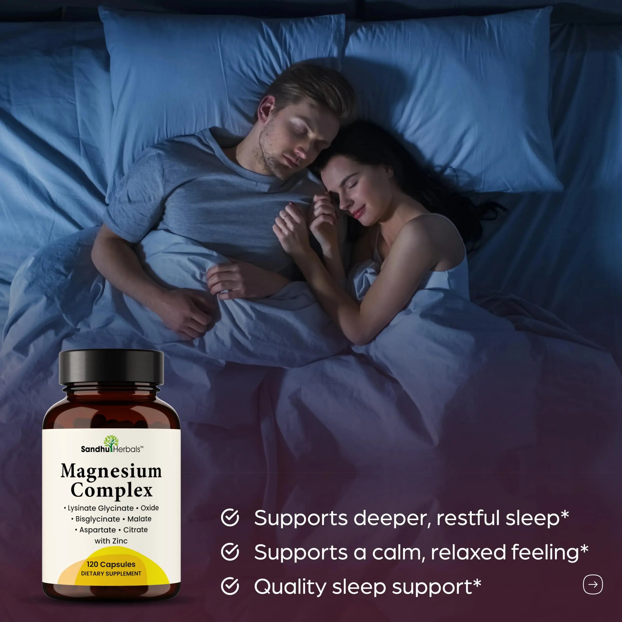 Complete Magnesium Complex 500mg for Women & Men | 120 Capsules | 6 in 1 Mag Supplement with Zinc | Quality Sleep & Muscle Health | Glycinate, Citrate, Malate, Oxide, Aspartate, Lysinate Glycinate SANDHUHERBALS Au supplements