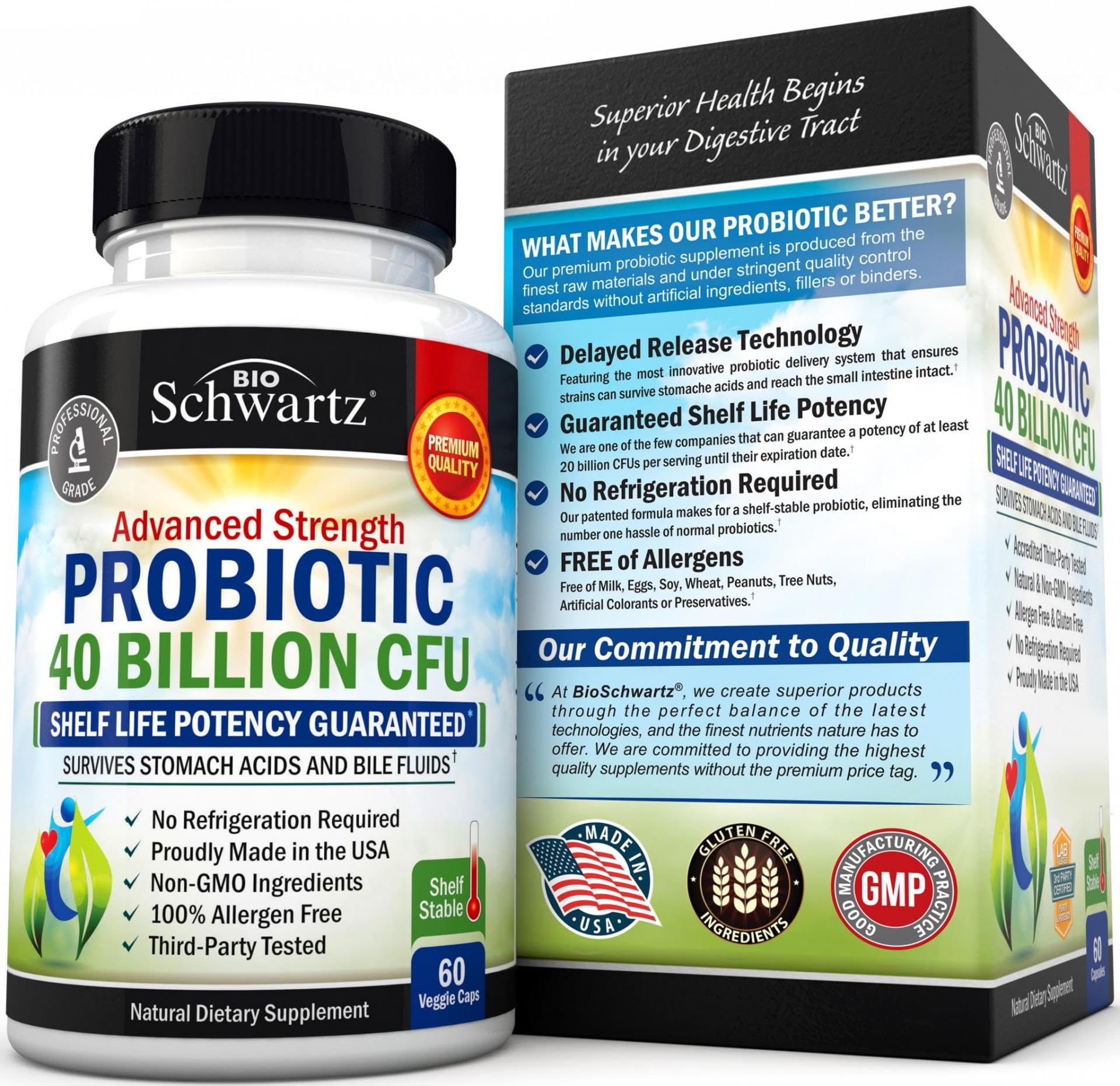 Daily Probiotic Supplement with 40 Billion CFU - Gut Health Complex with Astragalus BioSchwartz Au supplements