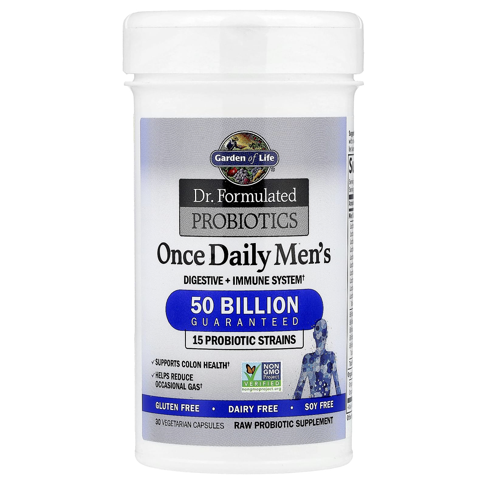 Garden of Life Probiotics for Men, Dr Formulated 50 Billion CFU 15 Probiotics for Digestive Health + Organic Prebiotic Fiber, Colon & Immune Support, Daily Gas Relief, Shelf Stable, 30 Capsules Garden of Life Au supplements