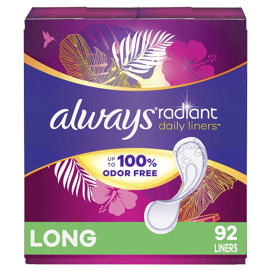 Always Radiant Daily Liners Long Absorbency, Up to 100% Odor-free, 92 Count AlwaysAU supplements