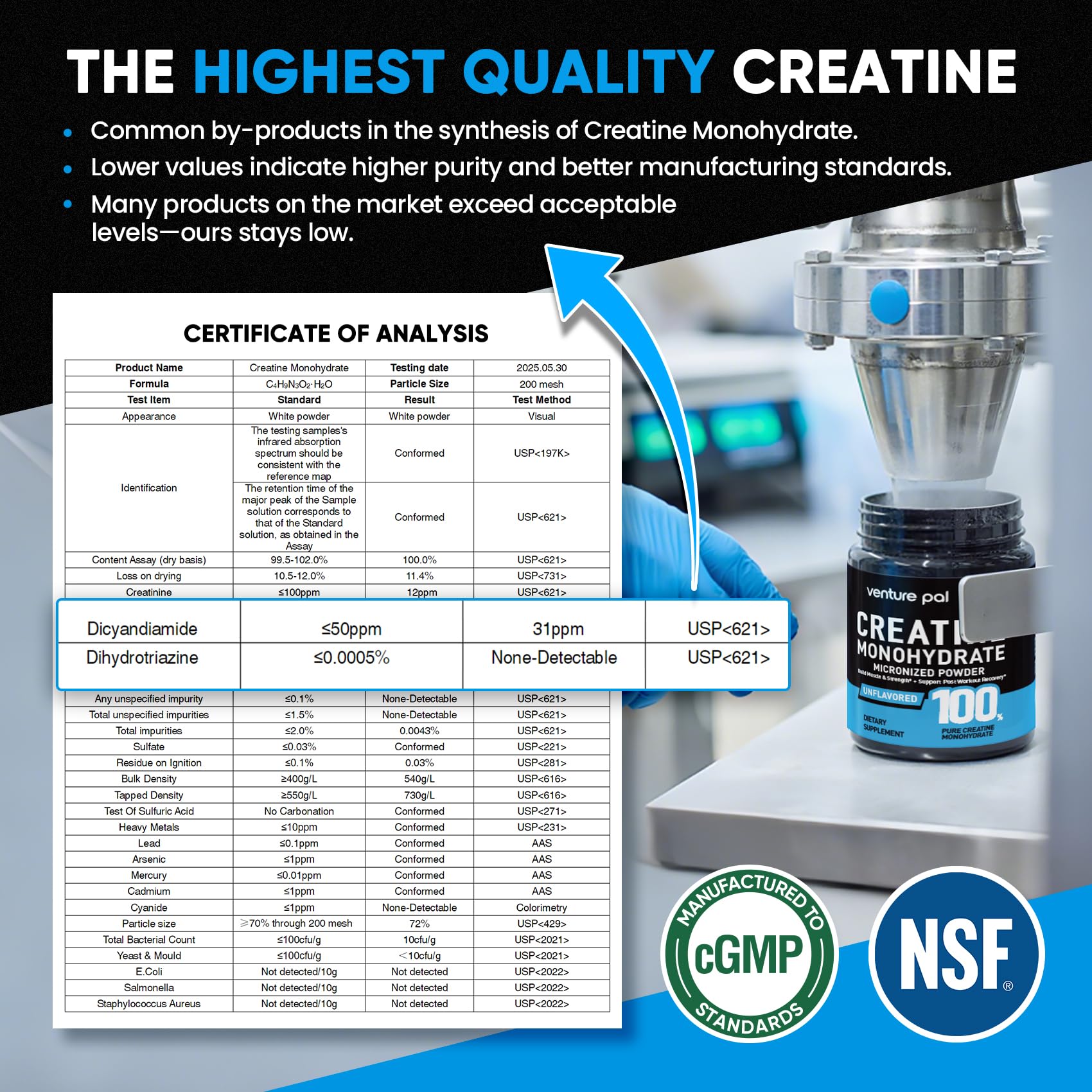 Venture Pal 100% Pure Micronized Creatine Monohydrate Powder, Unflavored Creatine for Women & Men, Vegan, Keto, Gluten Free, 5 g (5000mg) per Serving, Creatina Monohidratada en Polvo Venture Pal Au supplements