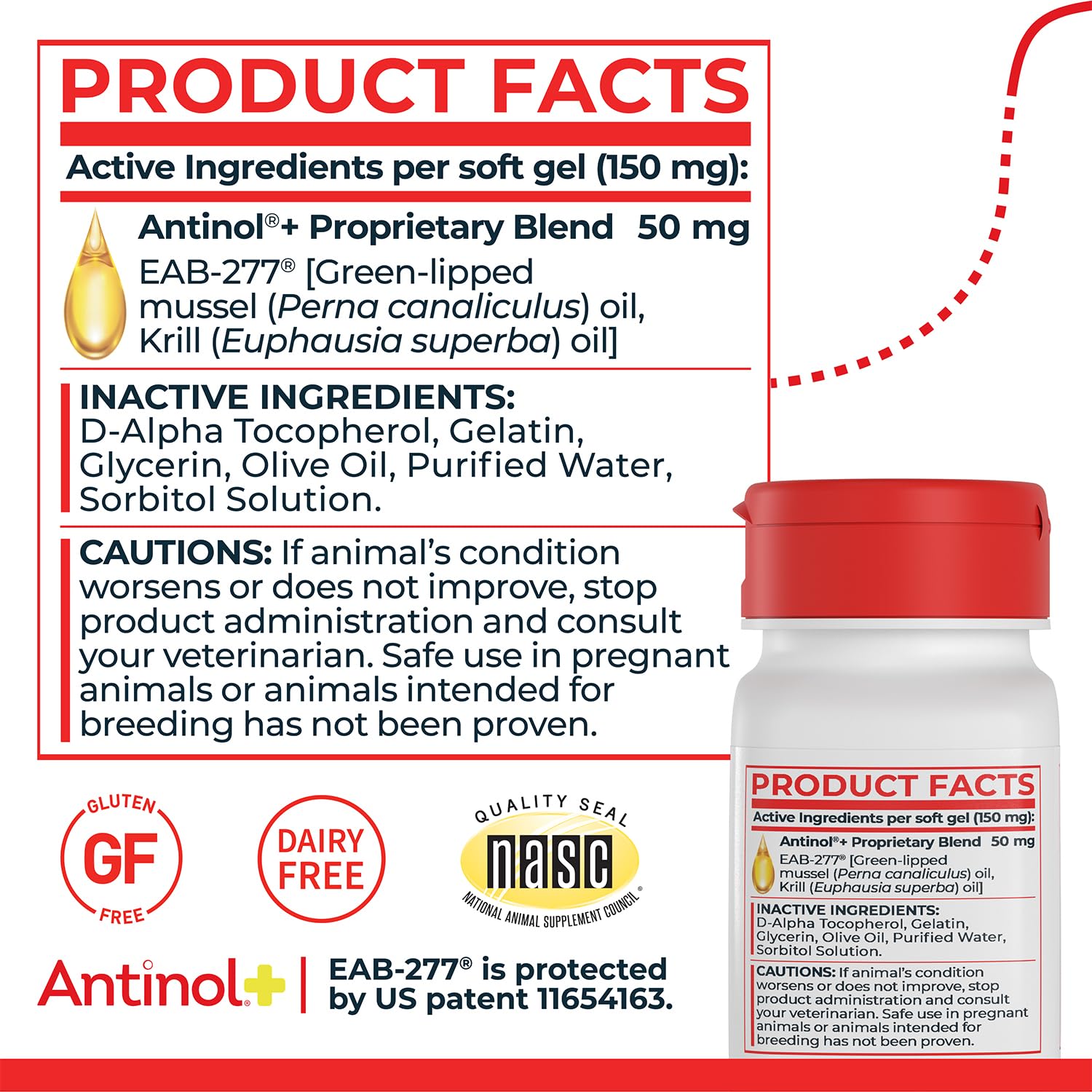 Antinol Plus, Mobility, Hip, and Joint Supplement for Dogs, Green-Lipped Mussels and Krill Oil - Dog Joint Supplement, Better and Faster Than Glucosamine and Chondroitin, 120 Soft Gels Antinol Au supplements