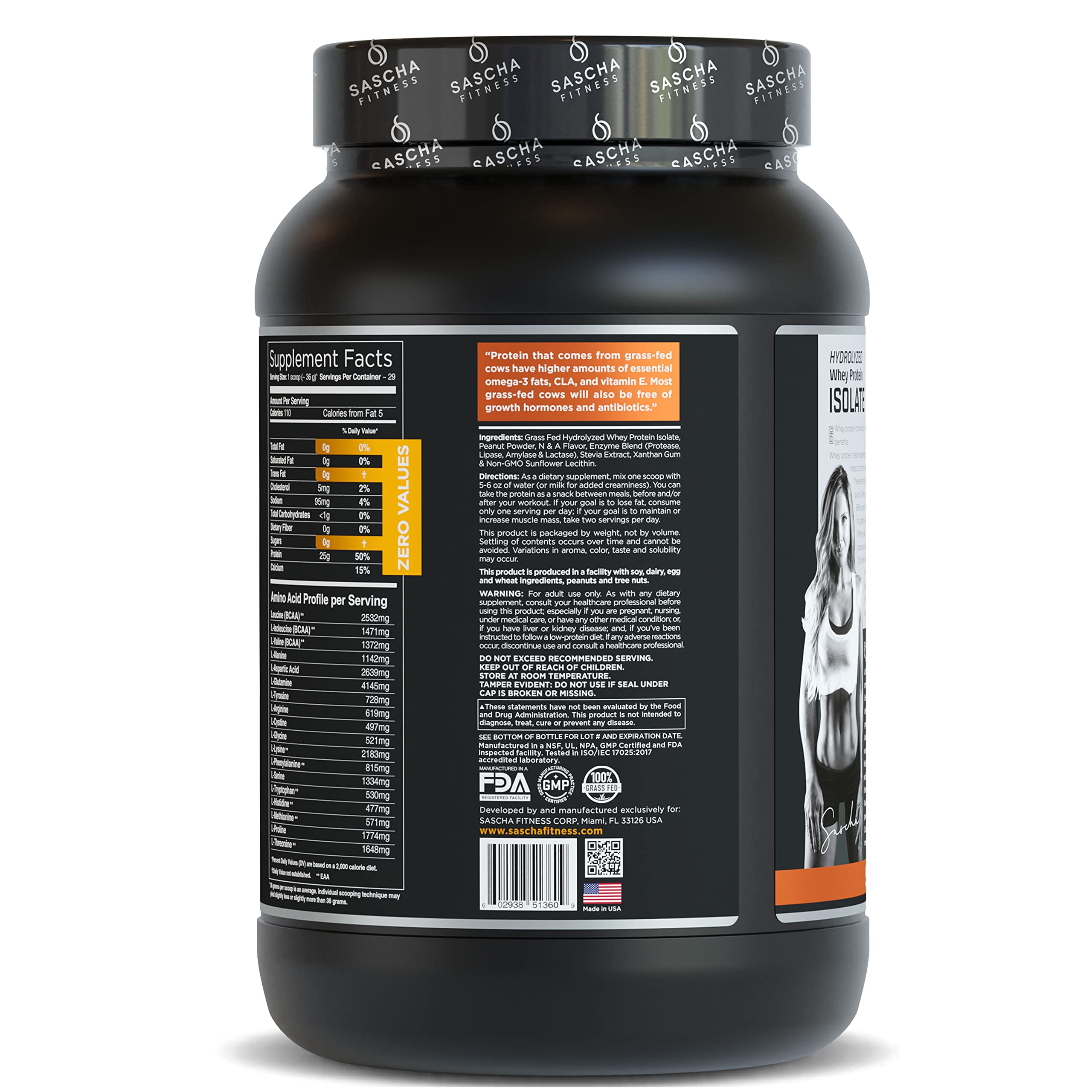 SASCHA FITNESS Hydrolyzed Whey Protein Isolate,100% Grass-Fed ,2.3 Pounds SASCHA FITNESS Au supplements