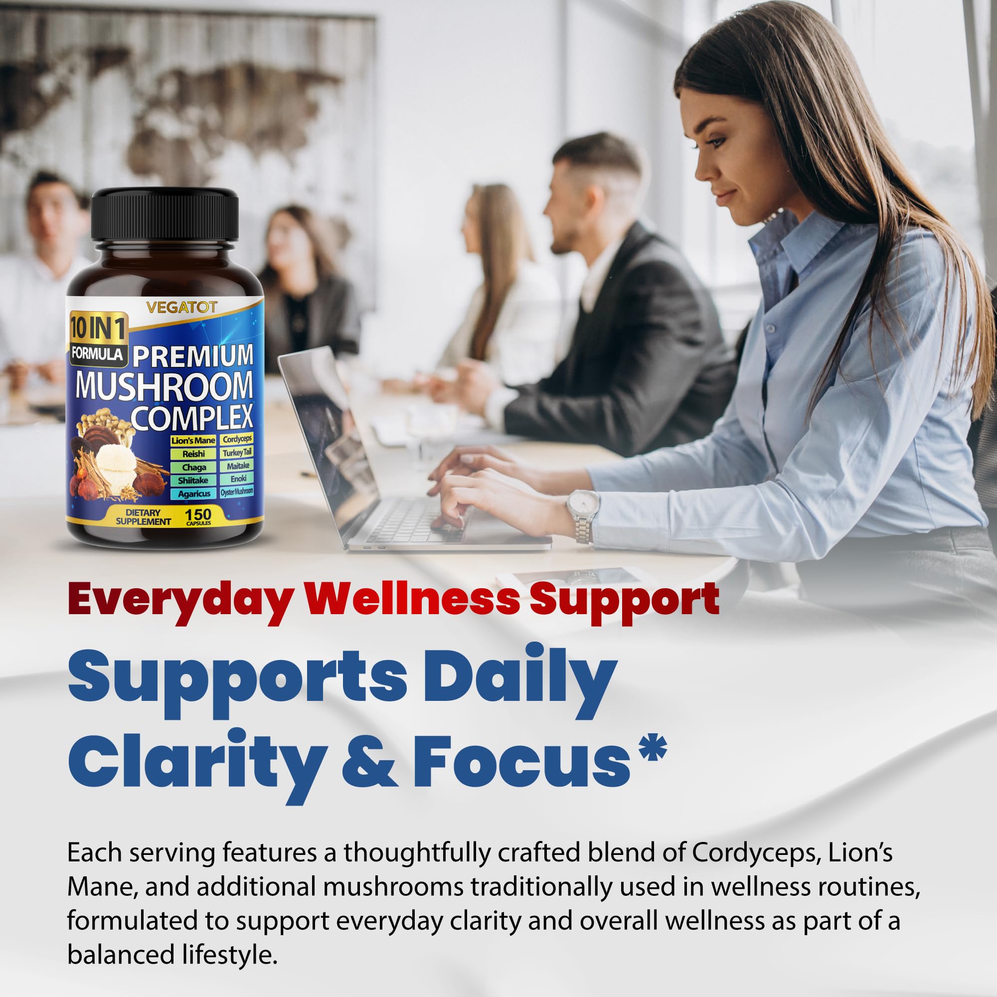 10 in 1 High Strength Mushroom Supplement - Lions Mane, Cordyceps, Reishi - Brain Supplements for Memory and Focus ** 5-Month Supply VEGATOT Au supplements