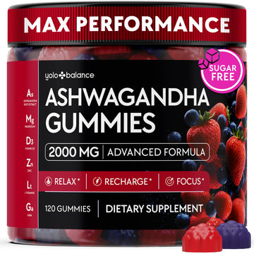 Ashwagandha Gummies – 120 Count - 2000 MG Ashwagandha Supplements with L-Theanine, GABA, Magnesium, Zinc & Vitamin D3 – Sugar-Free, Vegan, Non-GMO–Natural Support for Balance YOLOBALANCE Au supplements