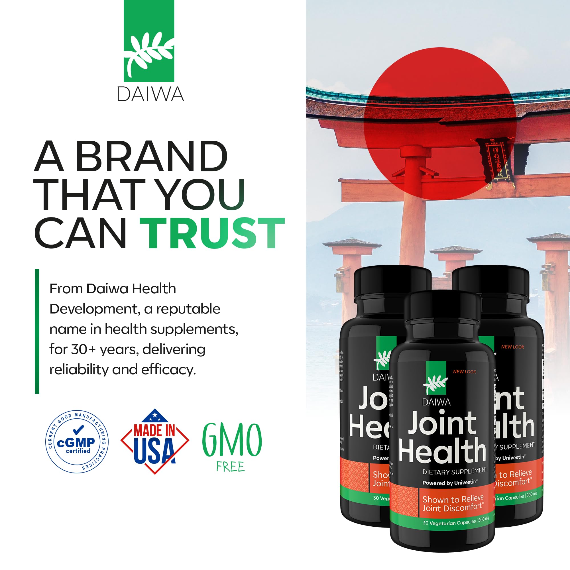 Daiwa Joint Health - Tendon and Ligament Supplements with Chinese Skullcap and Acacia Catechu - Traditional Plant-Based Formula for Active Lifestyles - Non-GMO, 30 Vegetarian Capsules Daiwa Health Development Au supplements