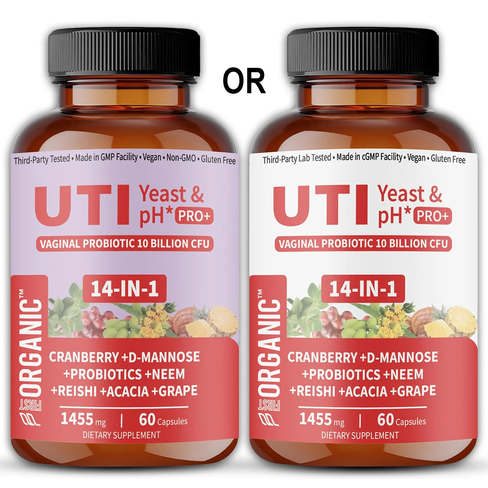 UTI Flora & Odor Pro+ & UTI Yeast & pH Pro+ | Pack of 2 | Vaginal Probiotics for Feminine Hydration & Freshness Support | Third-party Tested, cGMP Facility, Vegan, Non-GMO, Gluten-Free | 60+60 Caps FIRSTORGANIC Au supplements