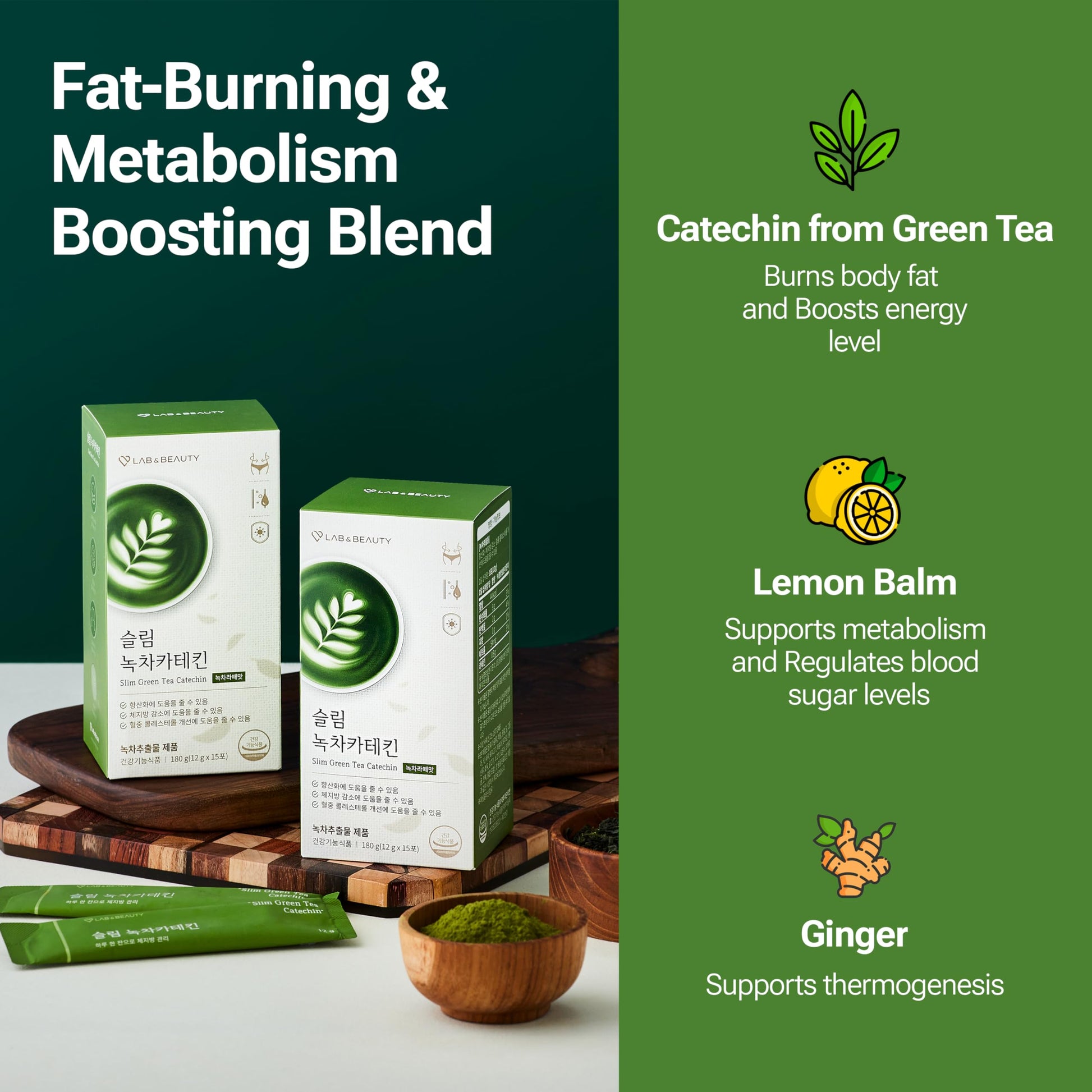 Slim Green Tea Catechin - Matcha Latte Flavor - 15 Pack - Supports Healthy Weight JAYU Au supplements