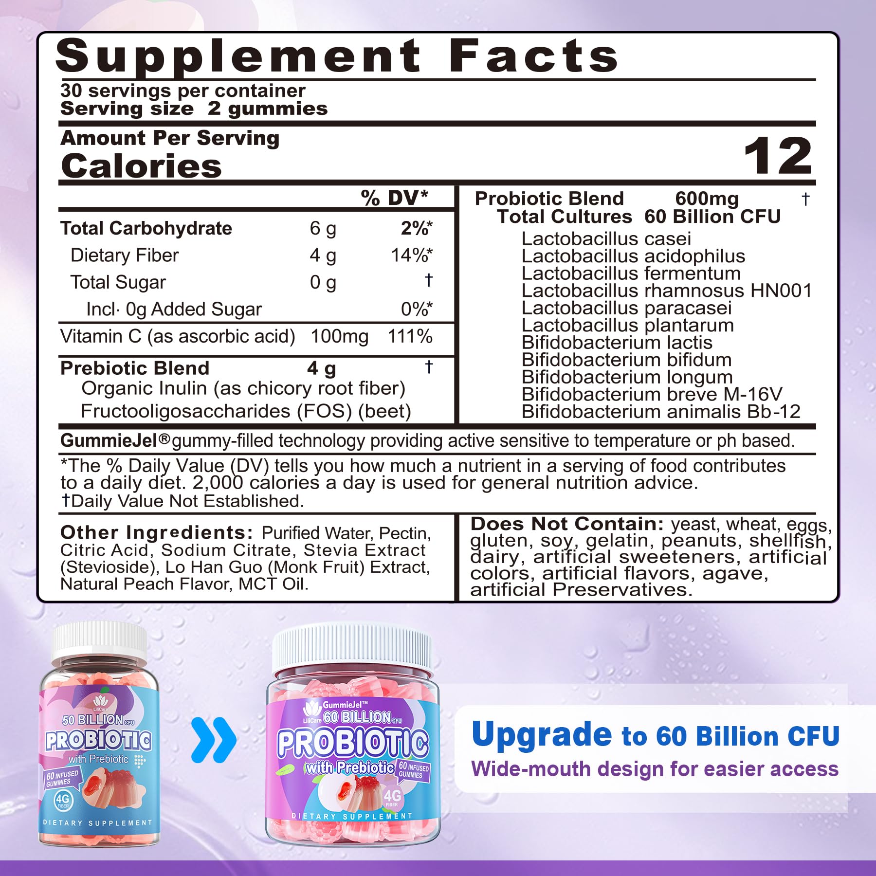 Probiotic Gummies 60 Billion CFU for Women Men & Kids, 11 Strains Probiotics + Organic Prebiotics Fiber for Immune, Digestive Health, Supports Constipation, Diarrhea, Gas & Bloating - Sugar Free, 60ct EnvyDeal Au supplements