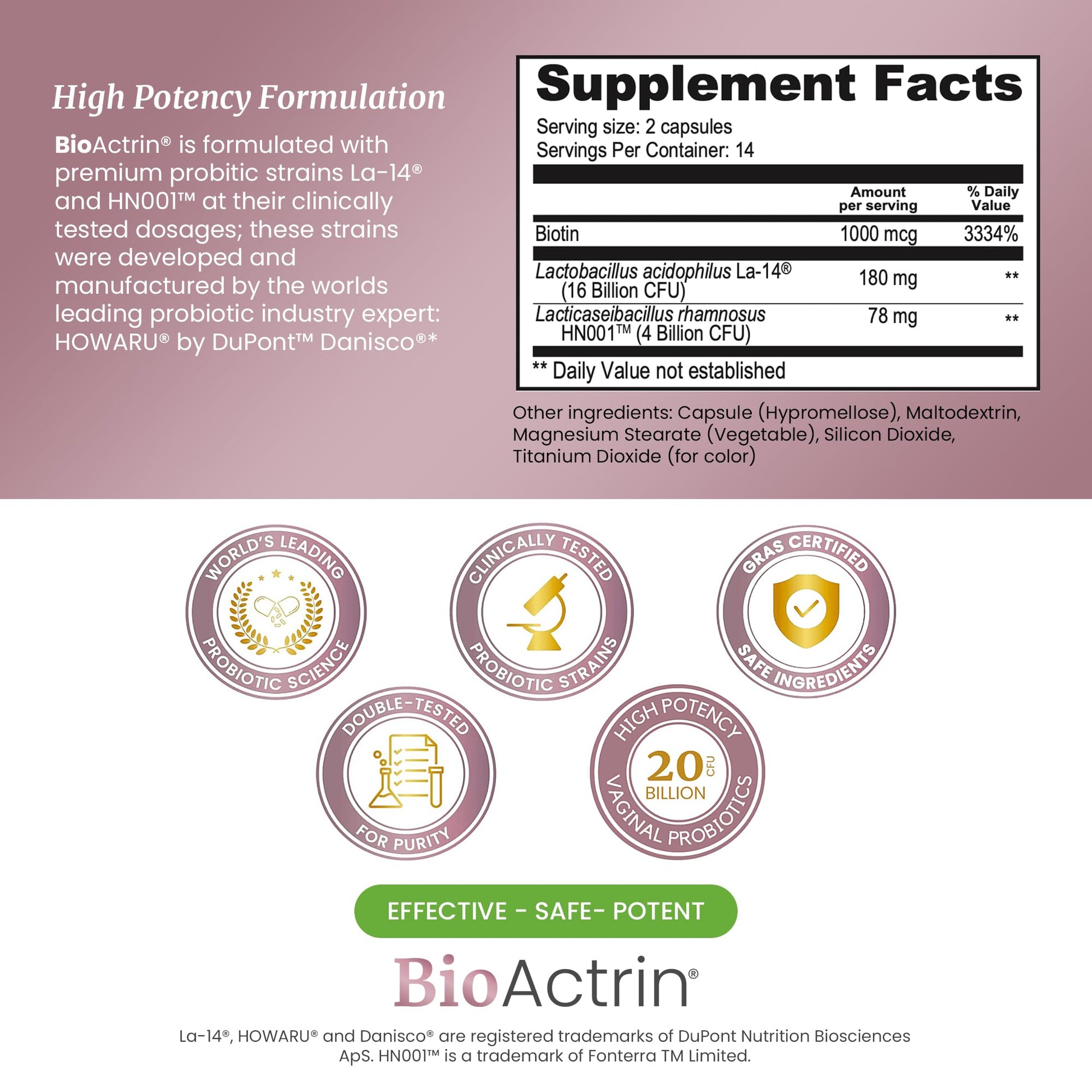 SIGNIFY NATURE Bioactrin Vaginal Probiotics for Women - Bacterial Vaginosis & Yeast Infection Treatment - BV Probiotic - pH Vaginitis Support-28 Pills SIGNIFY NATURE Au supplements