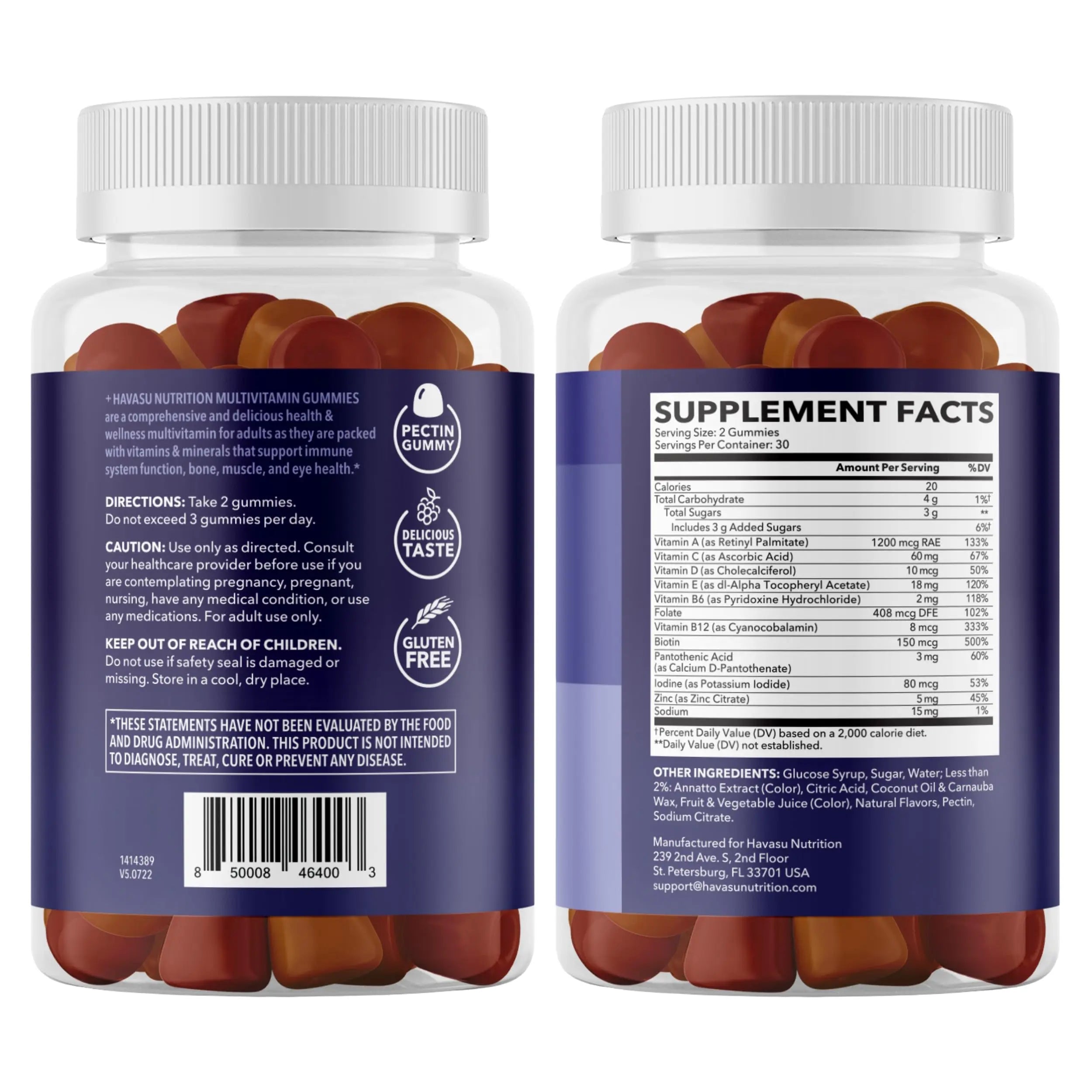 Multivitamin Gummies for Adults - Daily Gummy with Vitamin C, D, and Zinc for Men and Women - 60 Count - GLP-1 Nutritional Support HAVASU NUTRITION Au supplements