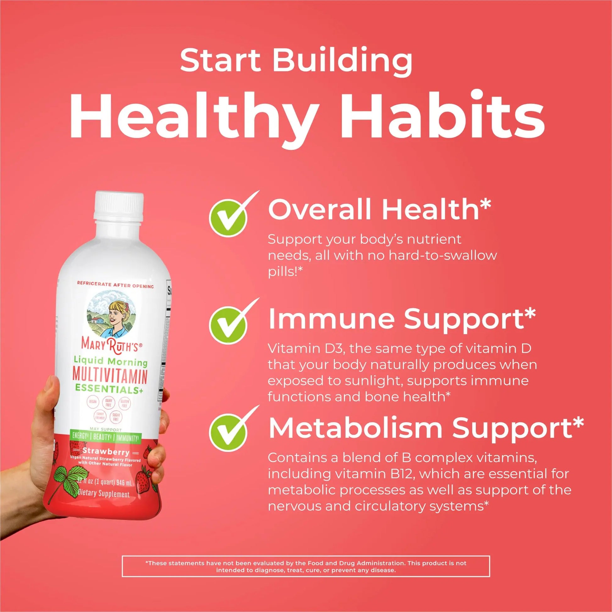 MaryRuth's Liquid Morning Multivitamin Essentials+ | Vitamin A C D E B6 B12 K2 Biotin Zinc | Mens Womens Multivitamin | Immune Support | Beauty | Sugar Free | Vitamins for Ages 1+ | Vegan | 32 Fl Oz MARYRUTH'S Au supplements