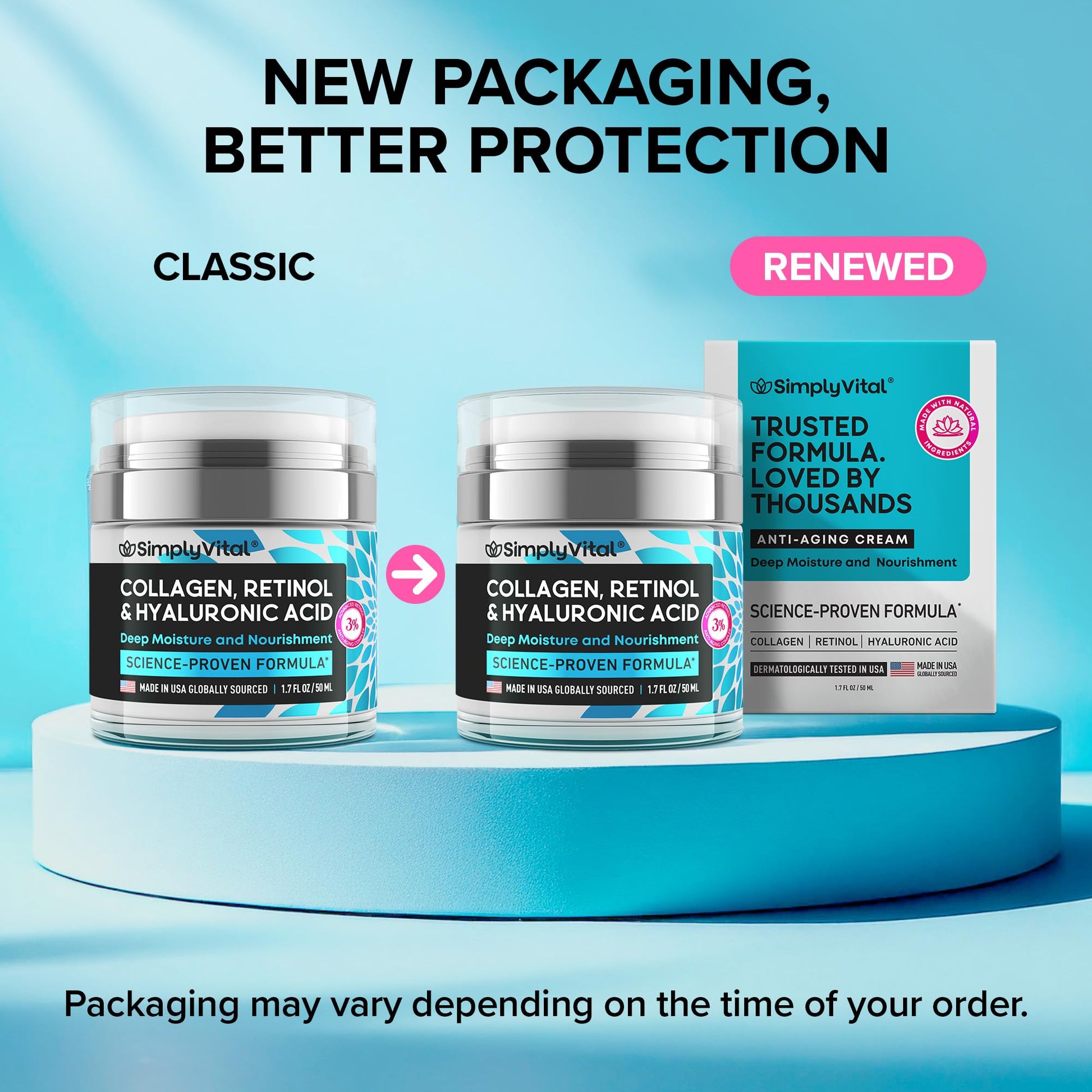 Anti-Aging Face Moisturizer with Retinol, Collagen & Hyaluronic Acid - Made in USA - Moisturizer Face Cream for Women & Men - Firming & Hydrating Neck Cream - Day & Night Skin Care - 1.7 fl oz SimplyVital Au supplements