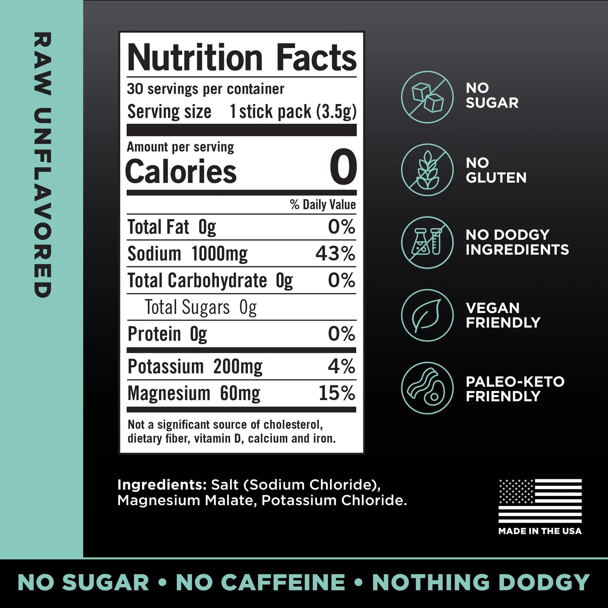 LMNT Zero Sugar Electrolytes - Raw Unflavored Salt | Drink Mix | 30-Count Drink LMNT Au supplements