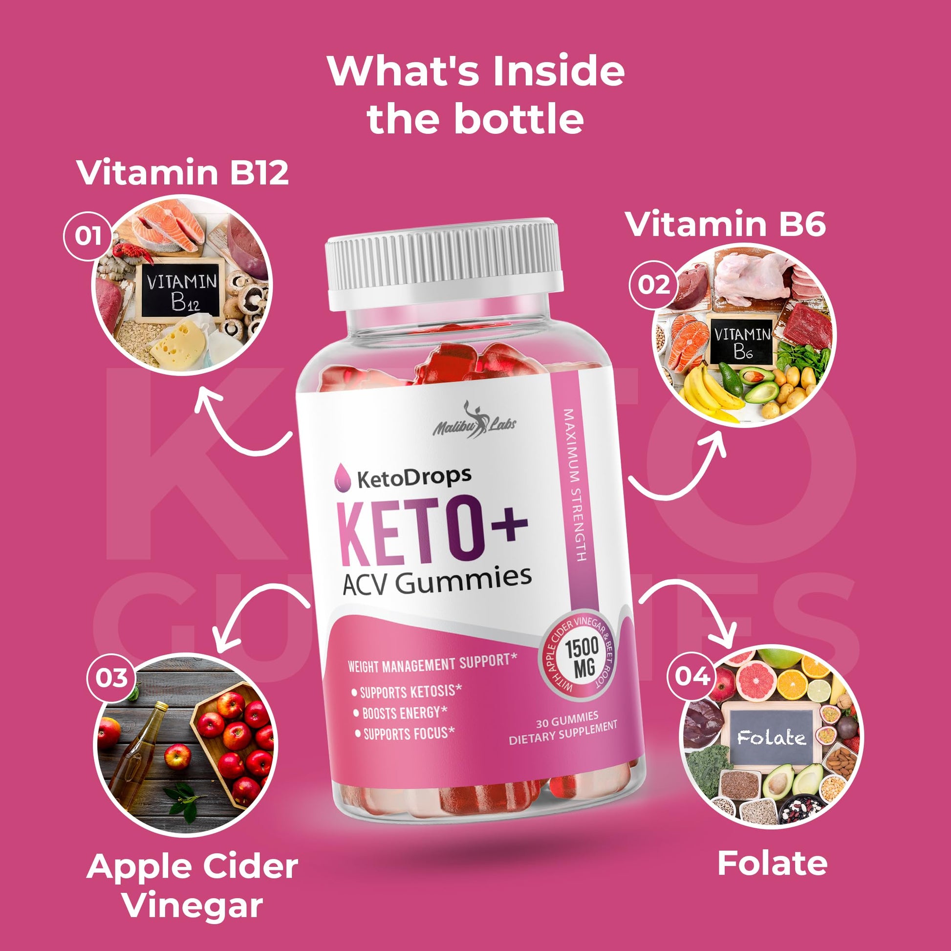 Keto Drops ACV Gummies Weight Loss - 1500mg Once a Day, Strong Time Released Malibu Labs Au supplements
