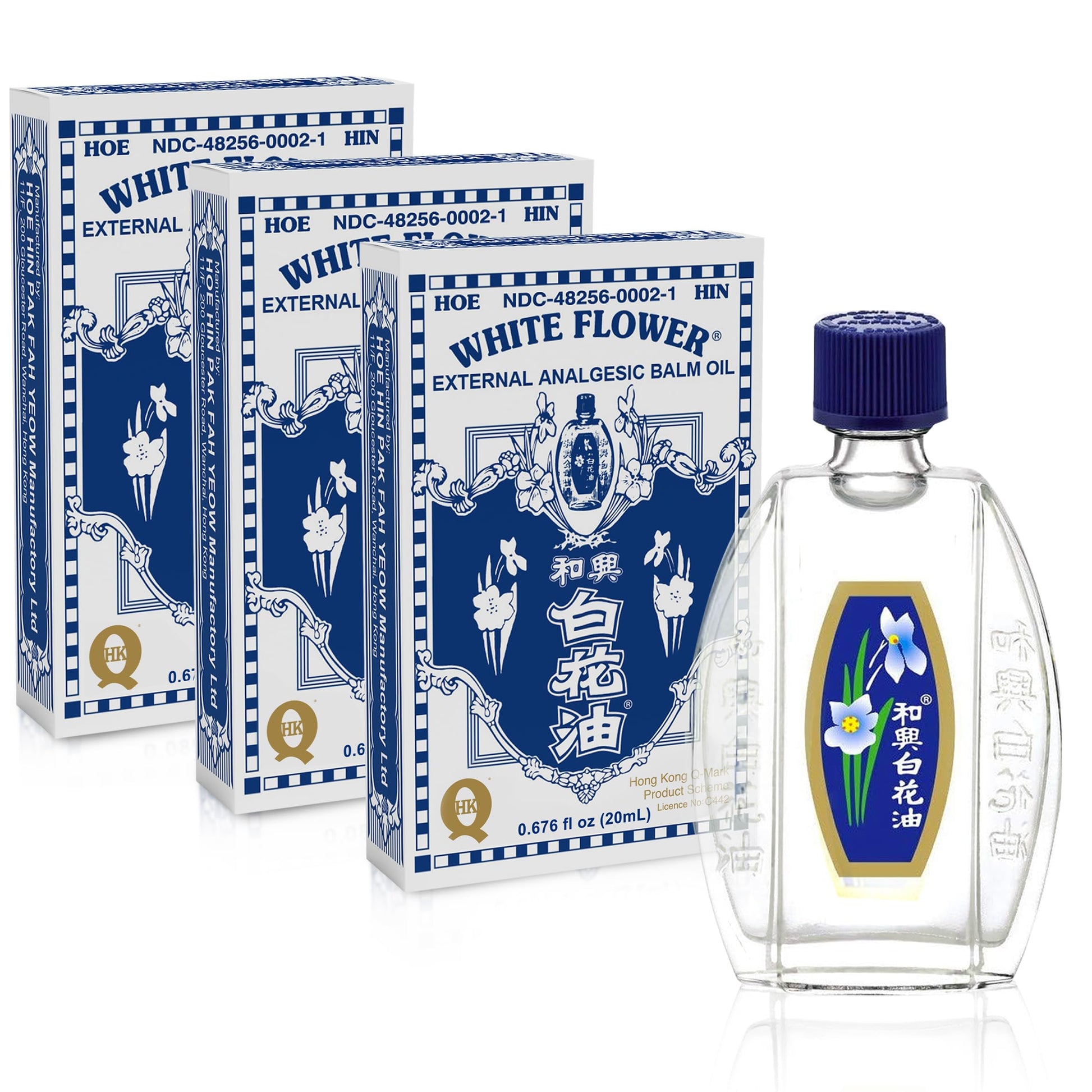White Flower Analgesic Balm Embrocation Medicated Oil (Hoe Hin Pak Fah Yeow) (20ml/ Pack of 3) White Flower Au supplements