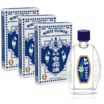 White Flower Analgesic Balm Embrocation Medicated Oil (Hoe Hin Pak Fah Yeow) (20ml/ Pack of 3) White Flower Au supplements