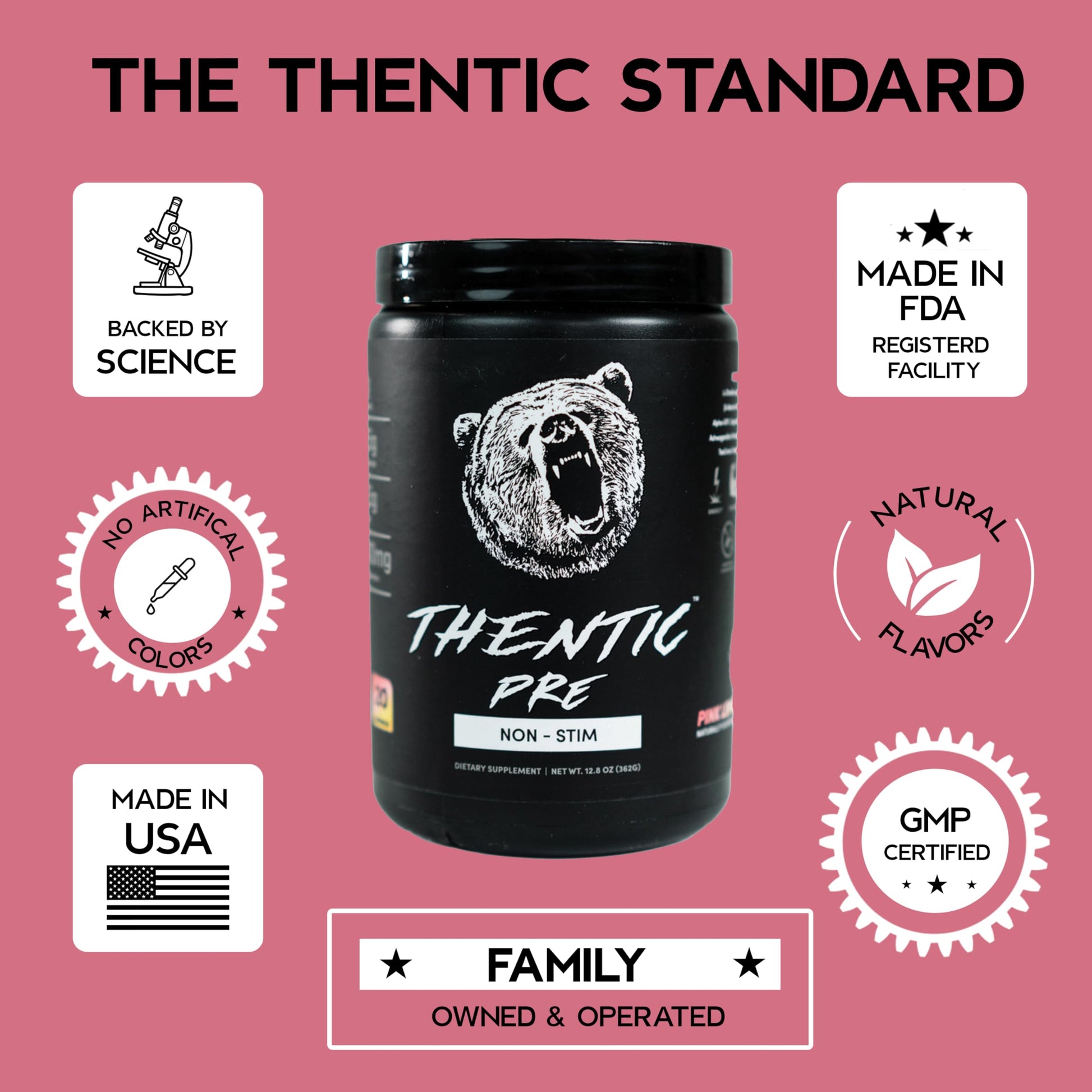 THENTIC Caffeine Free Pre Workout - Naturally Flavored & Sweetened Nootropic Non-Stim THENTIC Au supplements