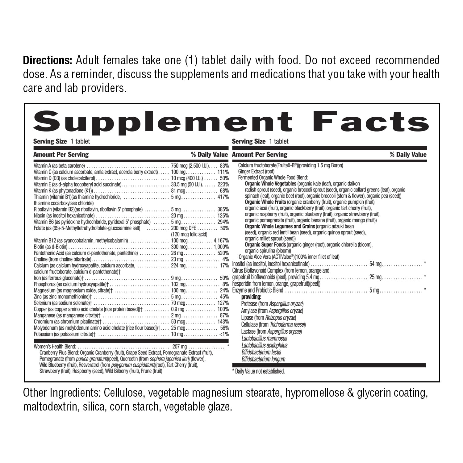 Country Life Women’s Core 1 Daily Multivitamin with Iron, Cranberry, Probiotics, and Digestive Enzymes-Certified Gluten-Free Formula for Energy, Immune Support and Complete Digestive Health,60 Tablets Country Life Au supplements