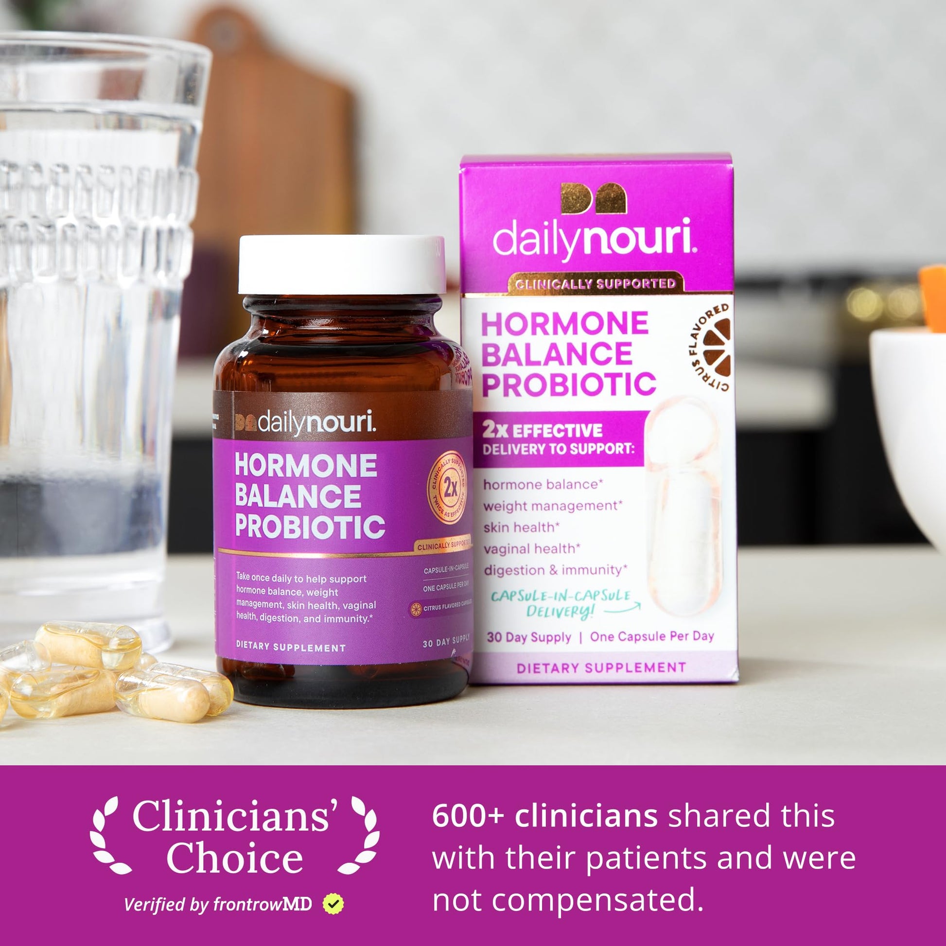 Daily Nouri Hormone Balance Probiotics for Women | Hormonal Balance Support | Vaginal pH + Gut Health | 7 Clinically Studied Strains + Omega | 30-Day Supply Daily Nouri Au supplements