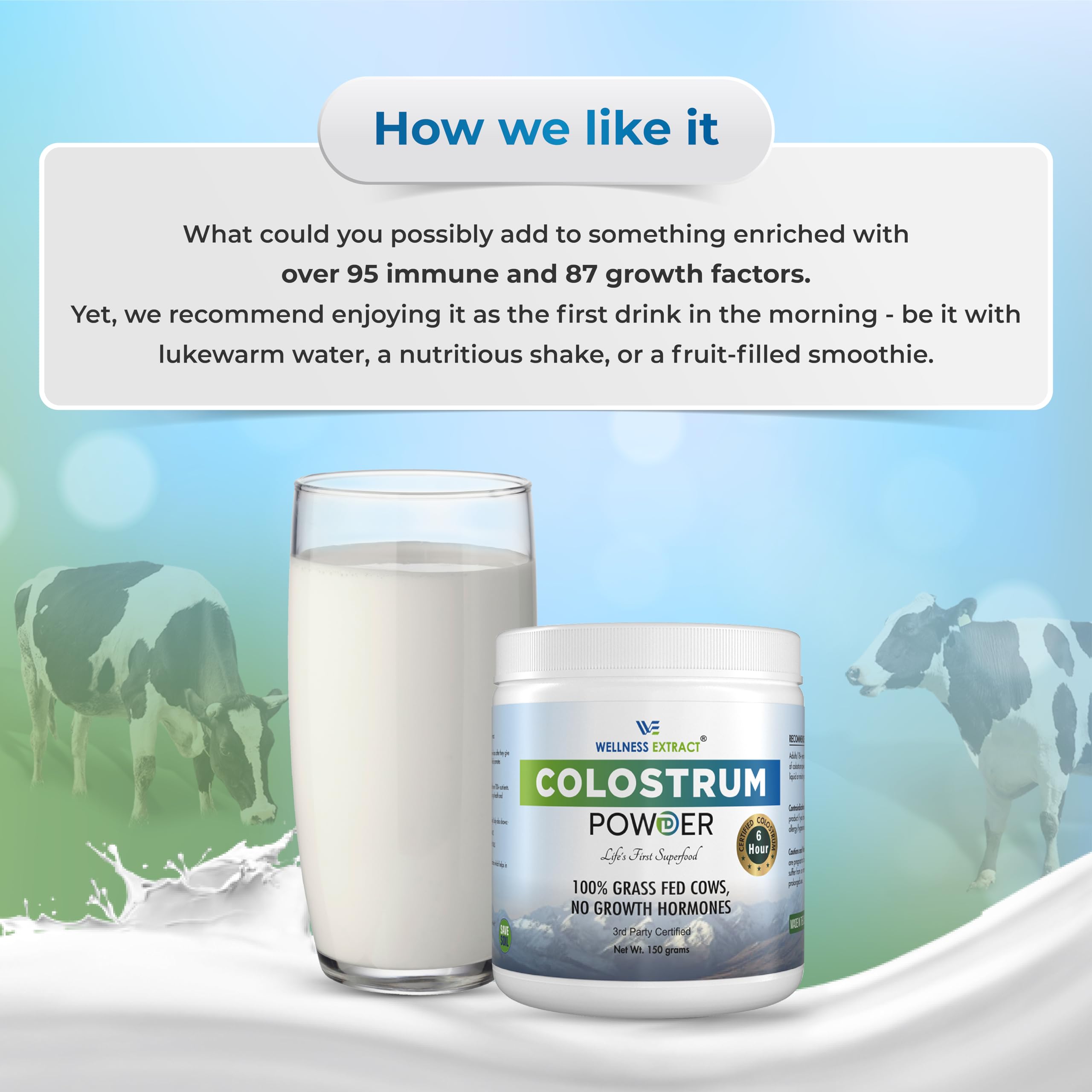 WELLNESS EXTRACT Bovine Colostrum Powder Rich in Protein & Lactoferrin- The True Certified Supplement for Immune Support, Gut Health, Muscle Growth - 150g WELLNESS EXTRACT Au supplements