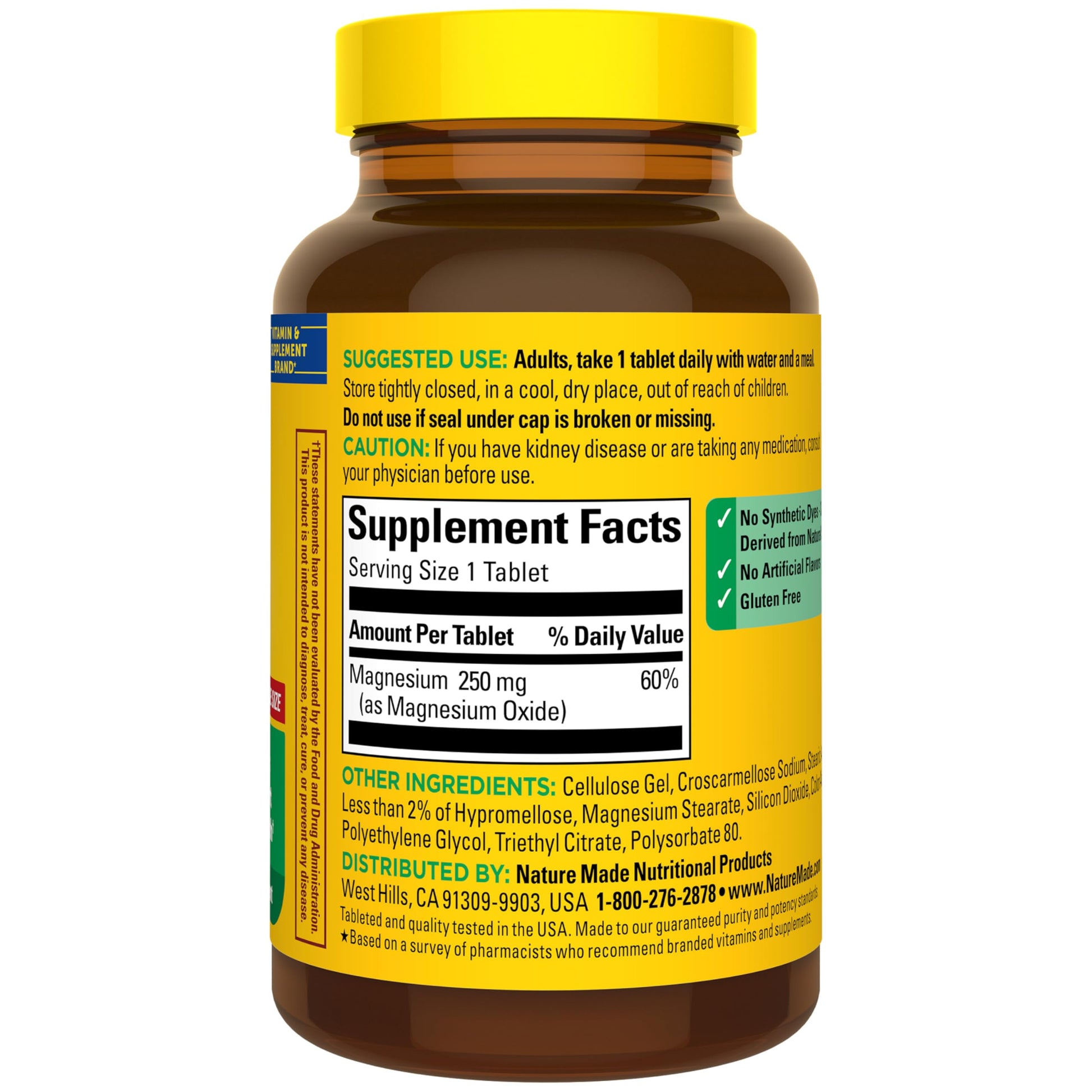 Nature Made Magnesium Oxide 250 mg, Magnesium Supplements for Men and Women, Support for Muscle, Heart, Bone and Nerve Health, 200 Tablets, 200 Day Supply Nature Made Au supplements