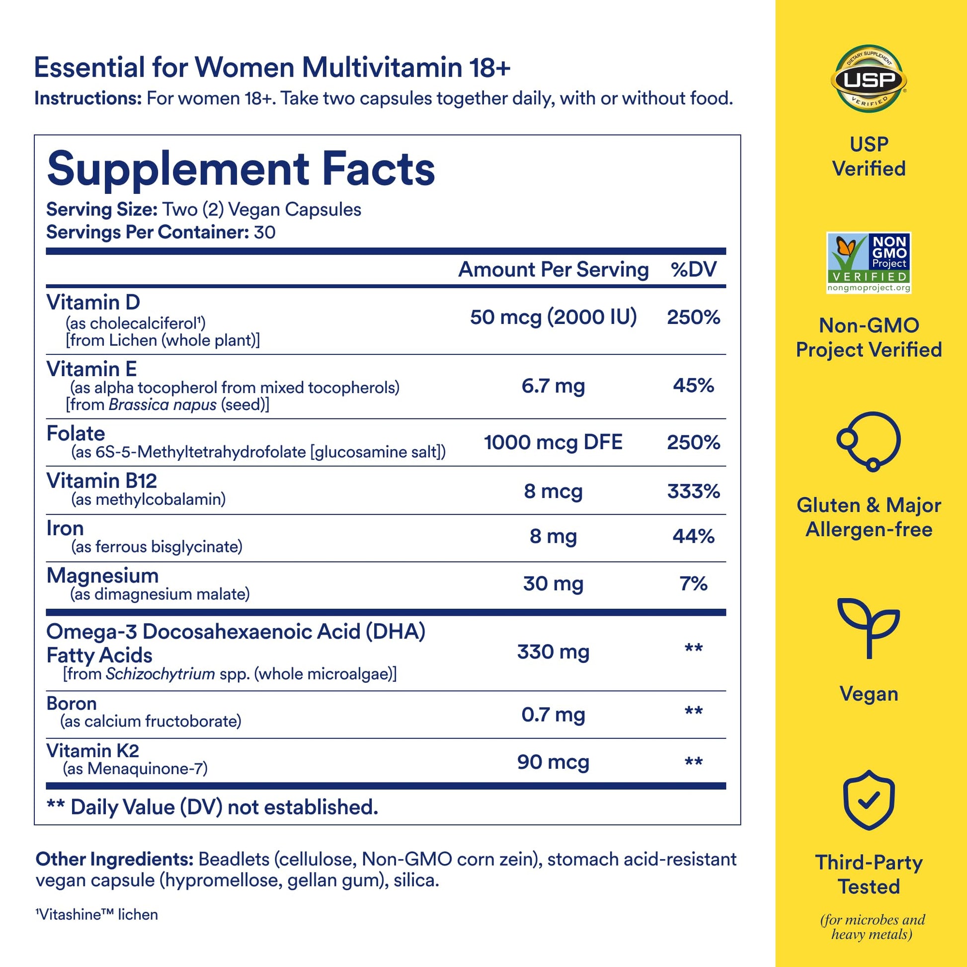 Ritual Multivitamin for Women 18+ with Vitamin D3 for Immune Support*, Vegan Omega 3 DHA, B12, Iron, Gluten Free, Non GMO, USP Verified, Mint RitualUS supplements