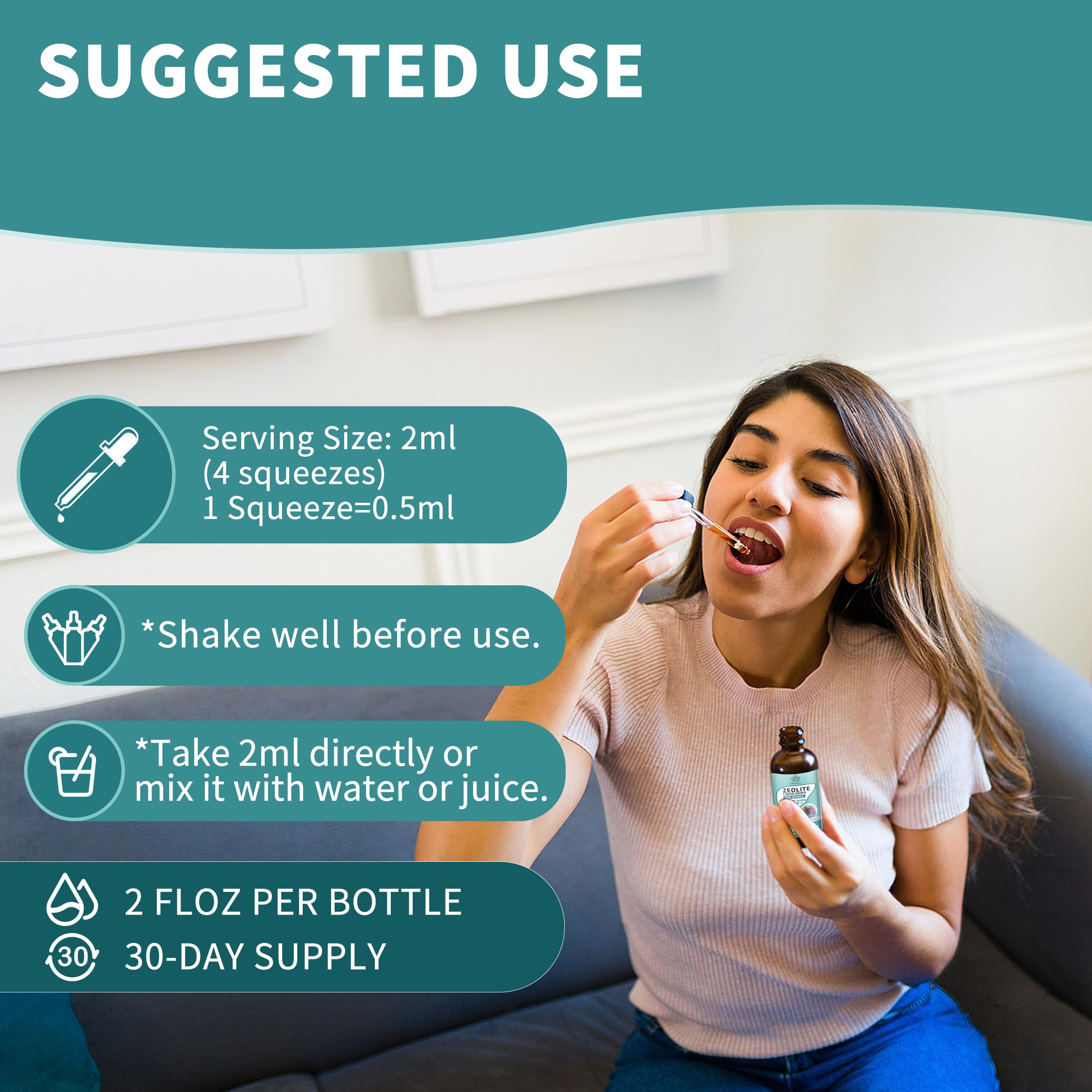 Zeolite Drops for Women,Adults and Kids- Clinoptilolite Zeolite Liquid Drops with Vitamin B12 & D3 - Heavy Metal Support, Immune Health, Natural Metabolism, Energy & Clear Skin - 30 Day Vegan Supply Herbance Au supplements