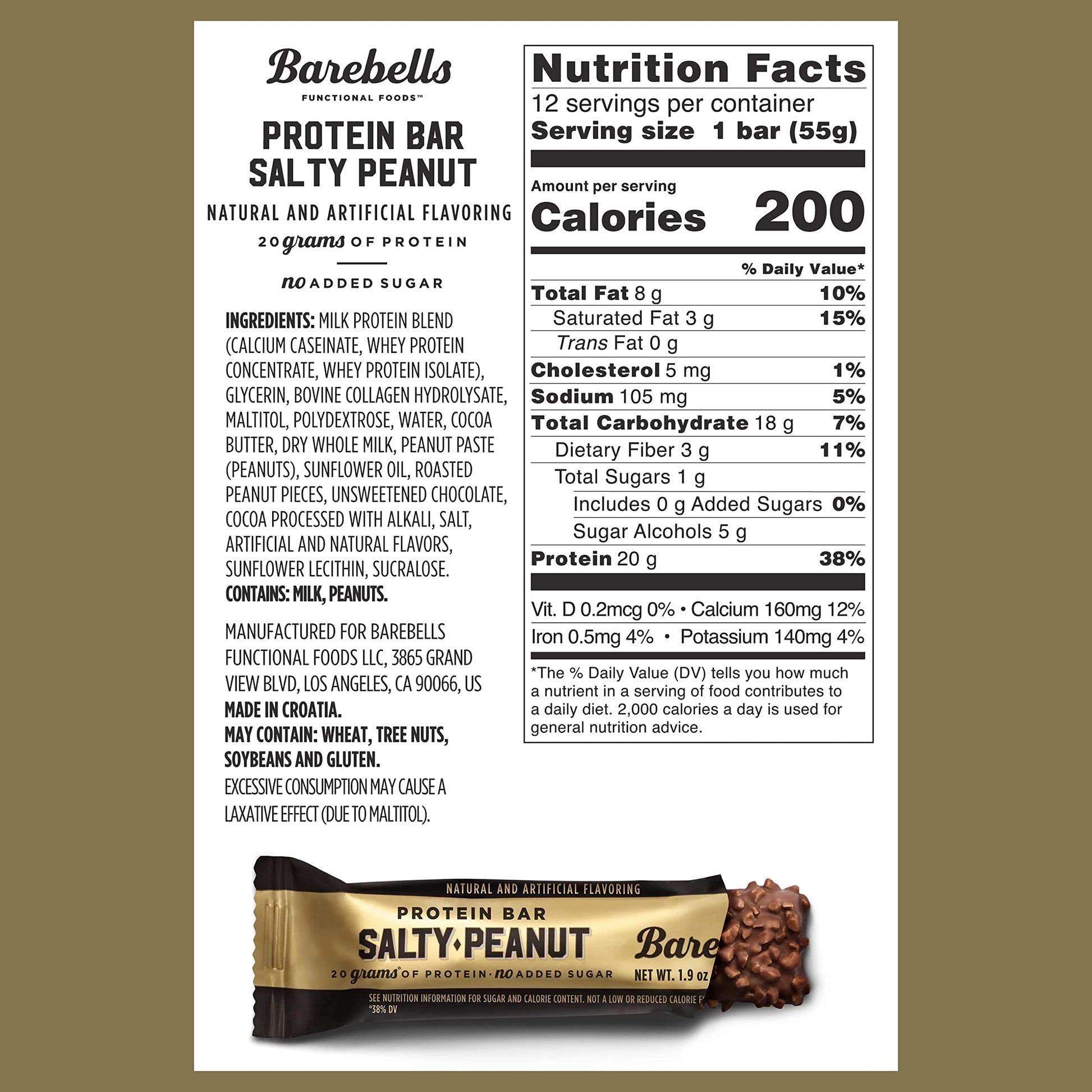Barebells Salty Peanut Protein Bars, 12 Count - 20g Protein, 1g Sugar Snack Bars BAREBELLS Au supplements