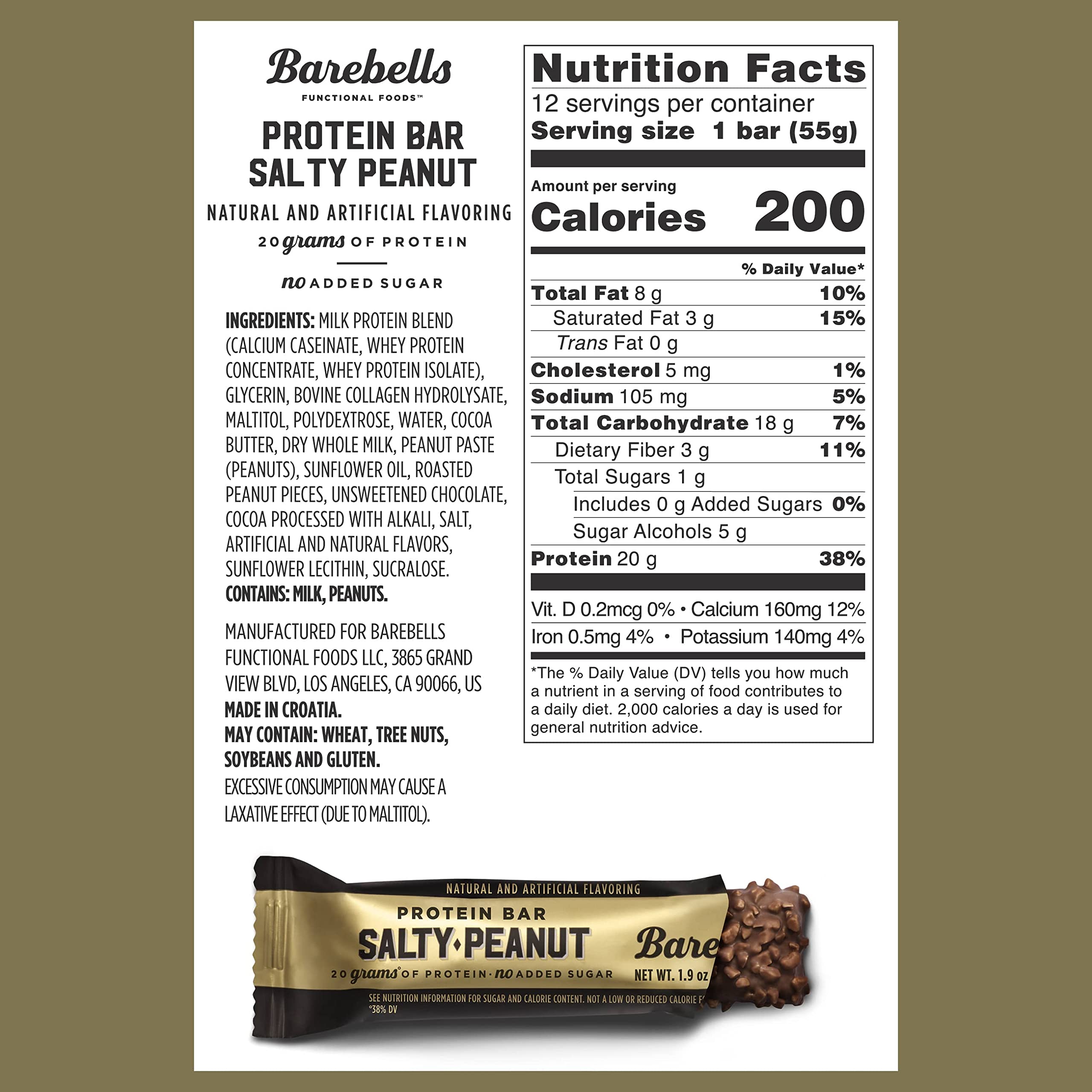 Barebells Salty Peanut Protein Bars, 12 Count - 20g Protein, 1g Sugar Snack Bars BAREBELLS Au supplements