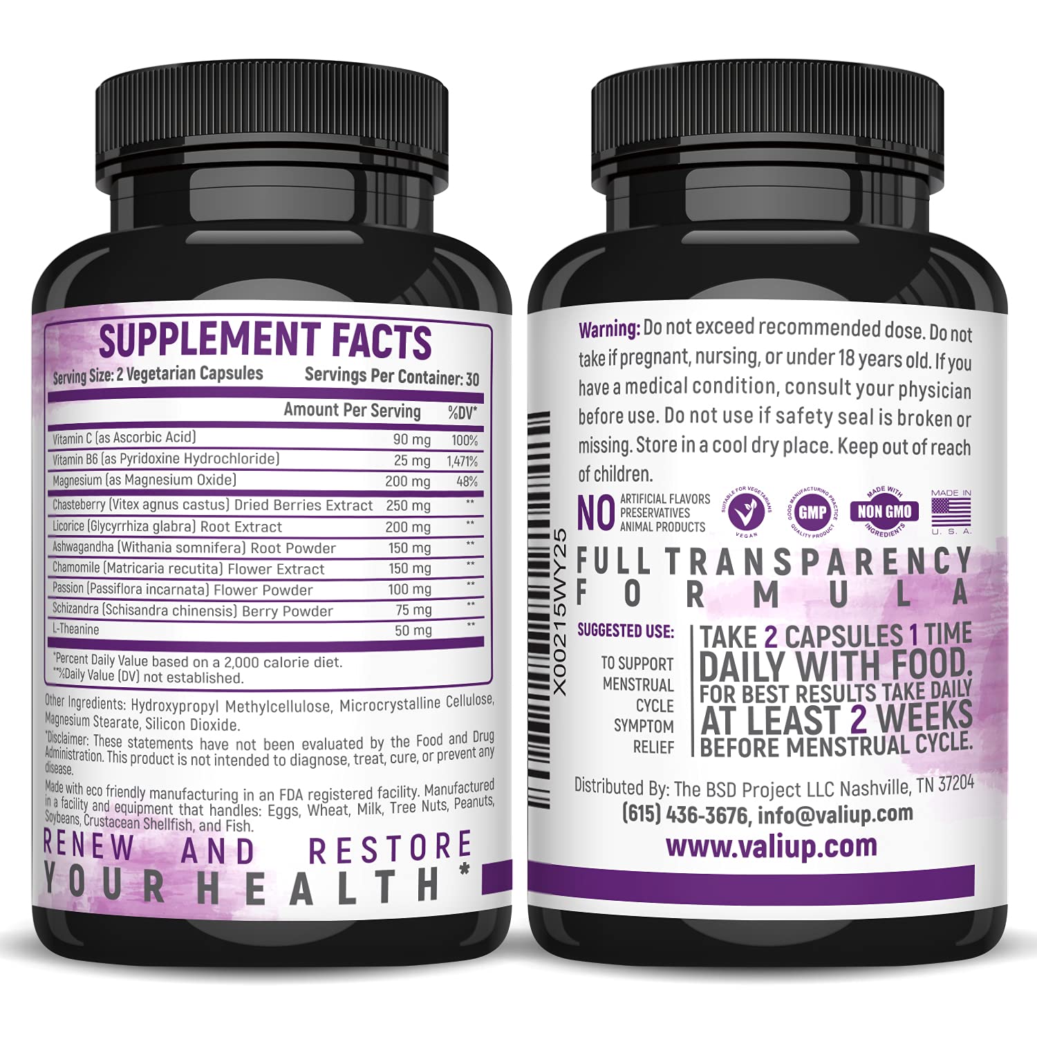 VALI Renew PMS Relief Supplement. Women’s Menstrual Cycle Support. Herbal Formula VALI Au supplements