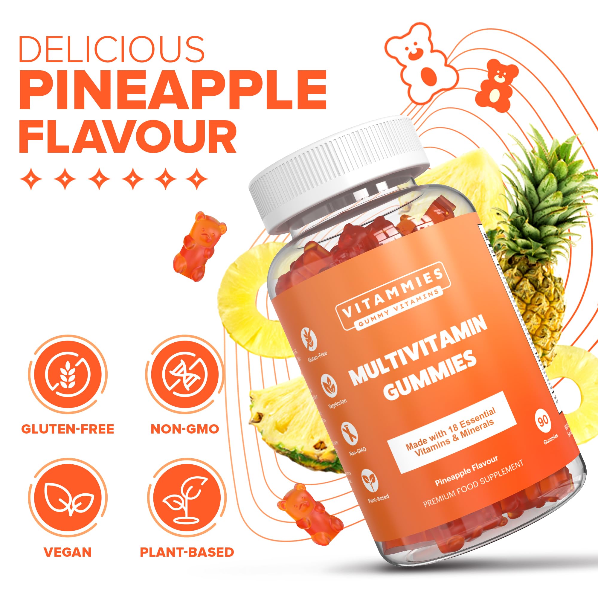 Multivitamin Gummies for Women & Men - 3 Months Supply - 18 Multivitamins & Minerals Vitammies Au supplements