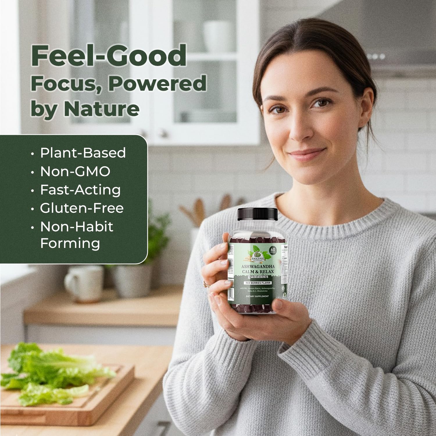 Ashwagandha Calm & Relax Gummies with Vitamin B6, Lemon Balm, GABA & L-Glutamine – 60 Gummies – Red Berries Flavor – Improve Sleep, Stress Relief & Mood – Vegan, Gluten-Free, Non-GMO Amazing Botanicals Au supplements