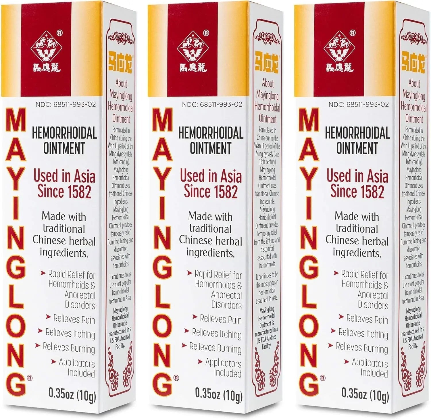 Mayinglong Musk Hemorrhoids Ointment (3 x 10g Tubes), 30g - Maximum Strength Formula for Hemorrhoidal Fast Relief, Soothes Itching, Burning & Discomfort - Fast-Acting Treatment to Shrink Swelling Mayinglong Au supplements