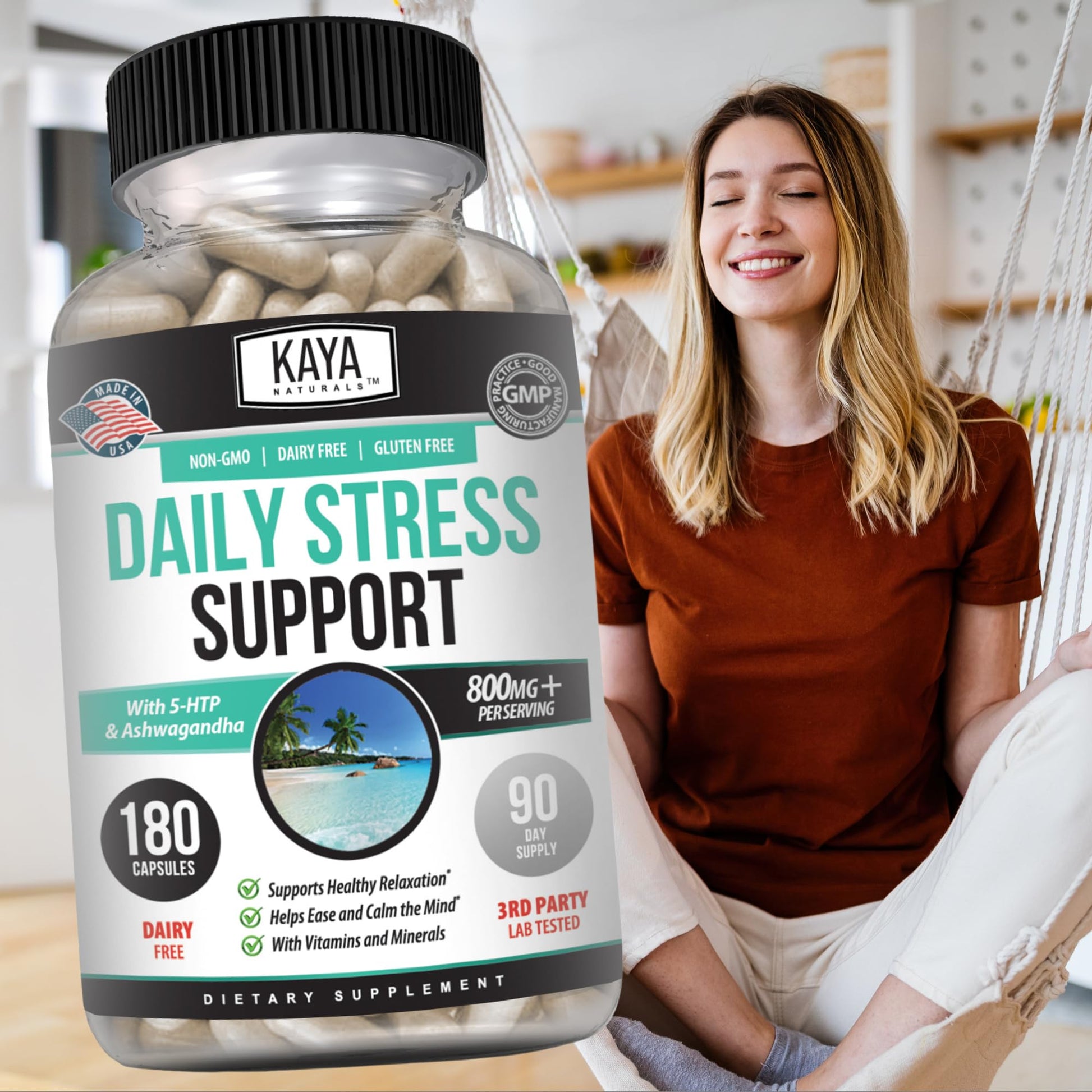 Kaya Naturals - Natural Herbal Support Vitamin Supplement are Designed to Help You find Balance and Relaxation in Your Daily Routine - Vitamin Supplement - 180 Capsules Kaya Naturals Au supplements