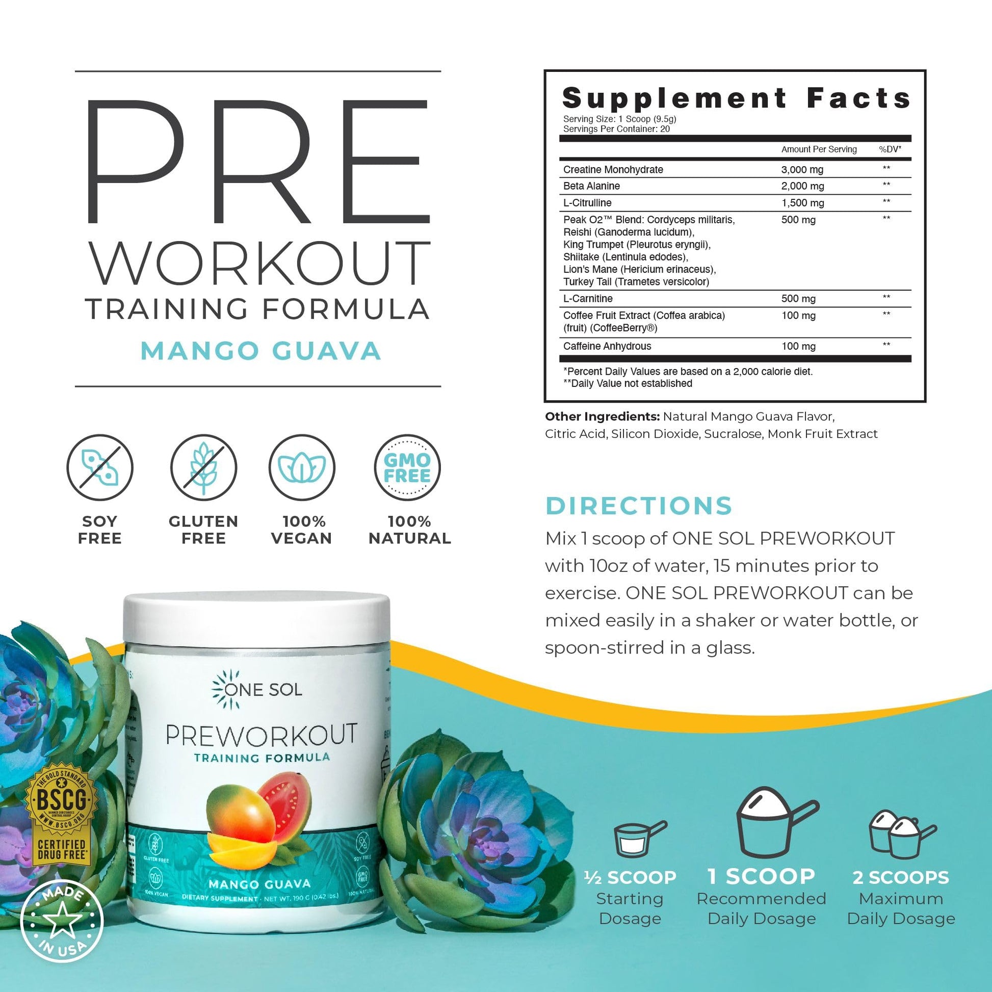 One Sol Pre-Workout for Women, Enhanced Pump & Focus, No Jitters Or Crash, Natural One Sol Au supplements