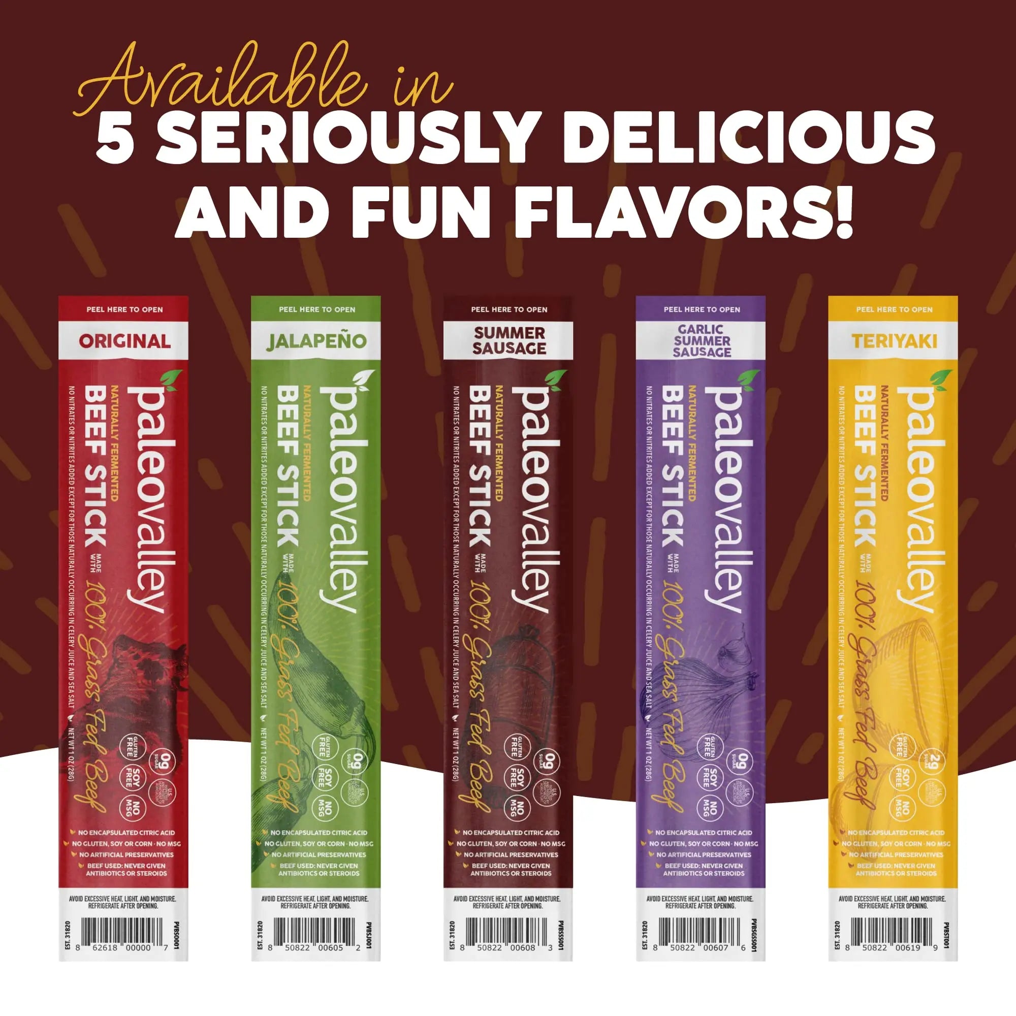 Paleovalley 100% Grass Fed Summer Sausage Beef Sticks - Delicious Gluten Free Beef Snack - High Protein Keto Friendly Paleovalley Au supplements