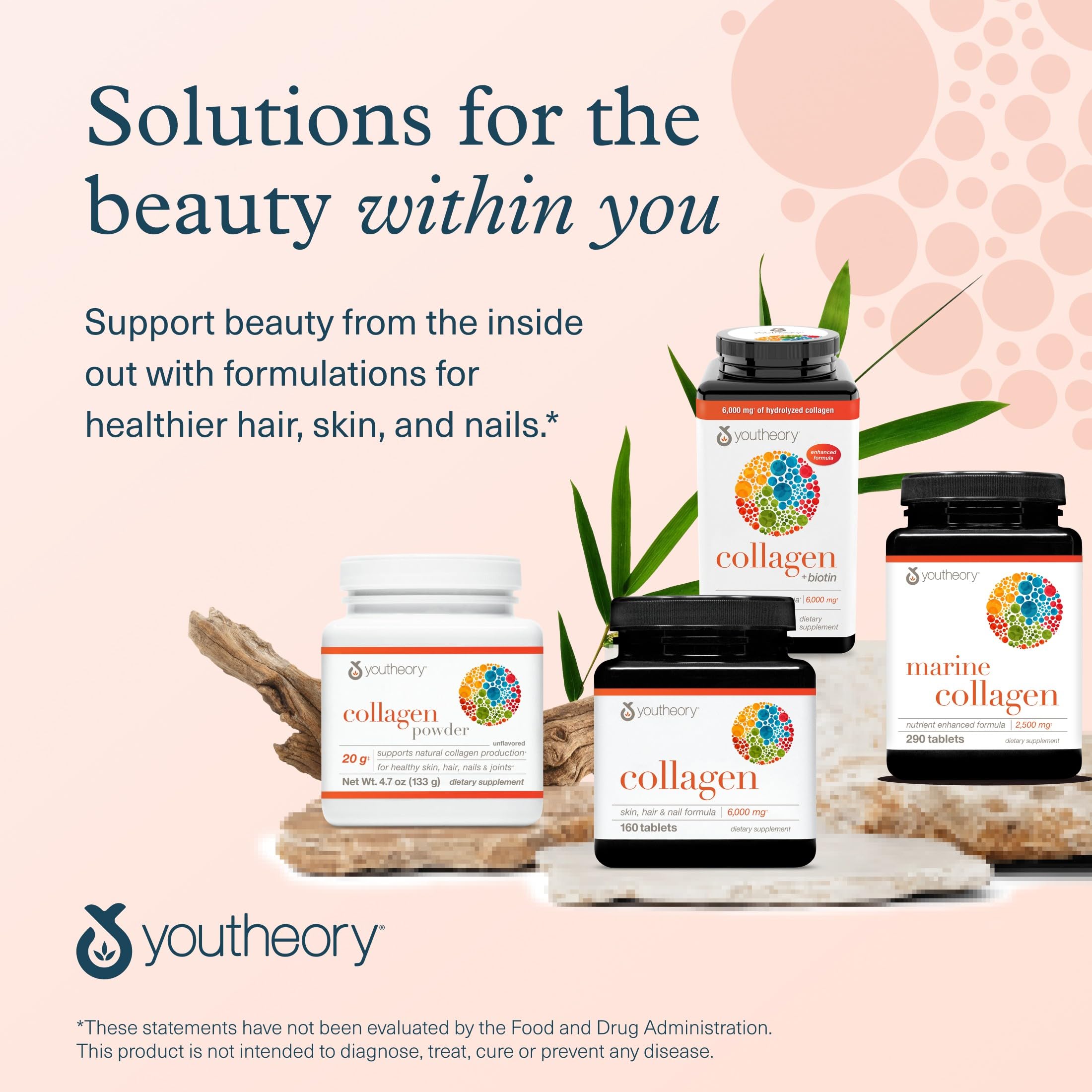 Youtheory Collagen + Biotin - Advanced Collagen Supplement - with Hydrolyzed Peptides, Vitamin C & Vitamin B - Supports Hair Growth, Nail Health & Skin - 390 Tablets Youtheory Au supplements