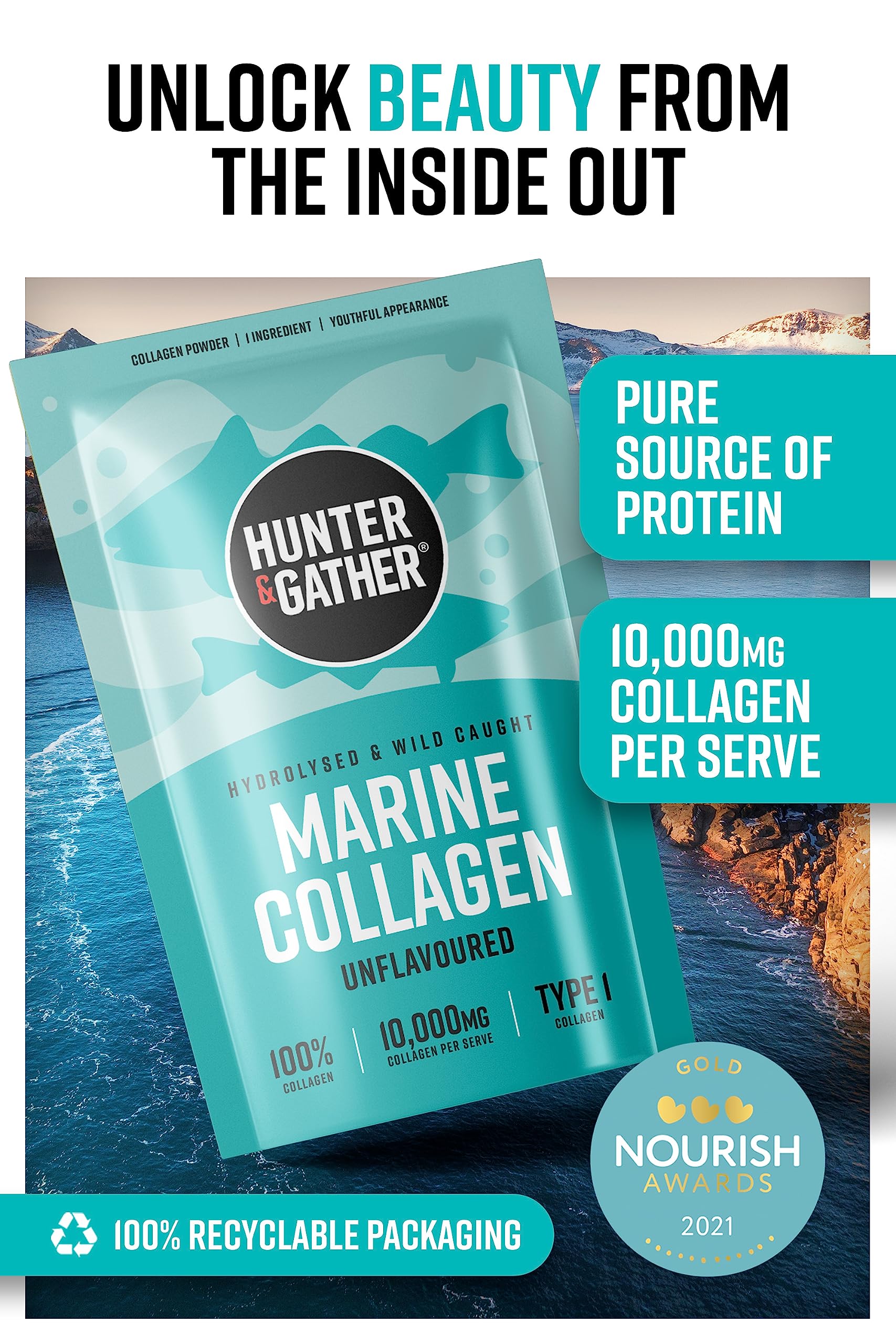 Hunter & Gather Marine Collagen Powder 300g | Pure Unflavoured Premium Hydrolysed Wild Caught Marine Collagen Hunter & Gather Au supplements