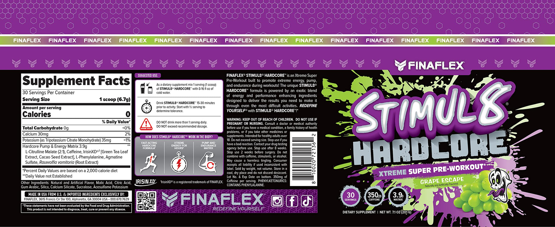 FINAFLEX STIMUL8 Hardcore, Grape Escape - Extreme Energy, Strength & Endurance FINAFLEX Au supplements